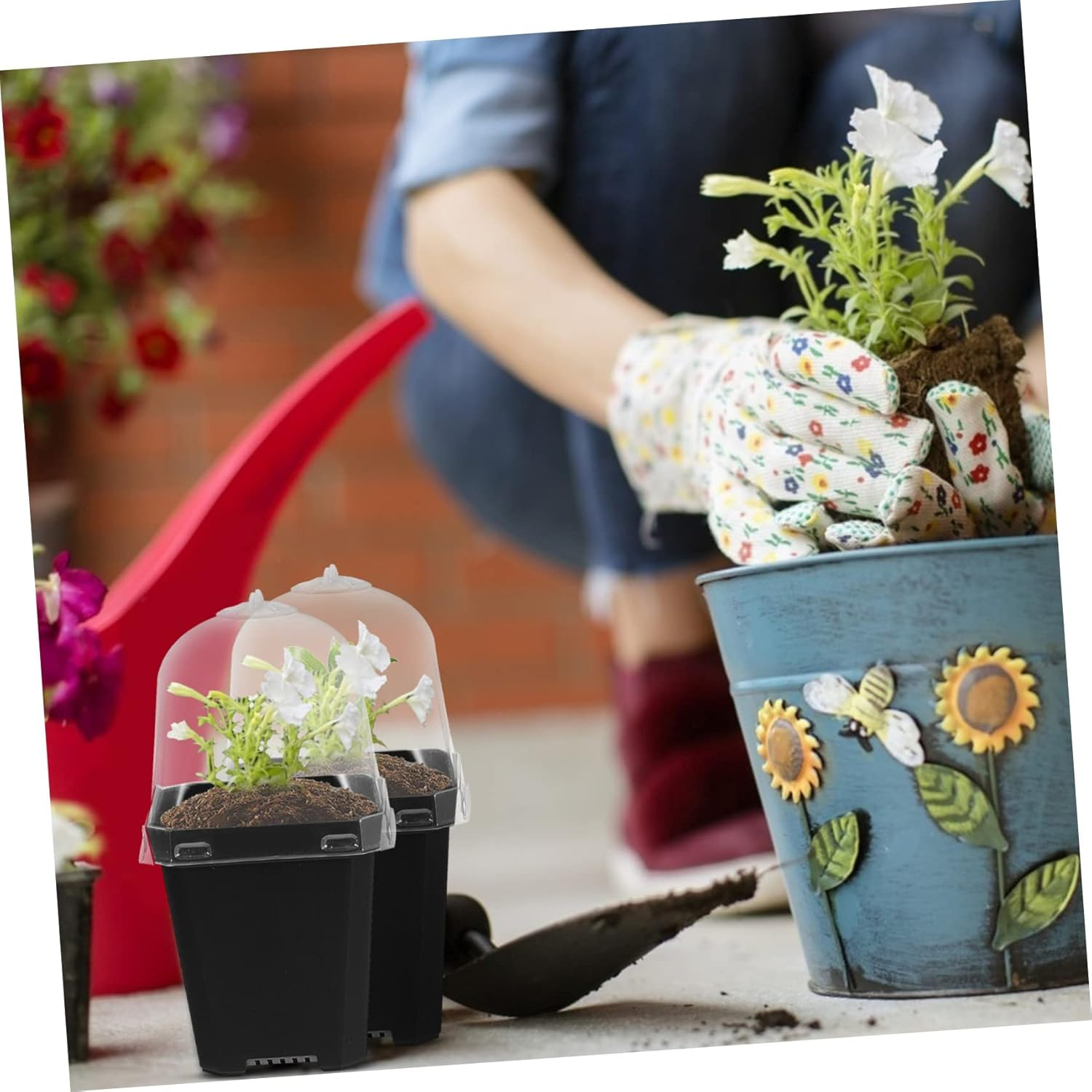 10Pcs Thickened Plastic Plant Starter Pots Indoor Seedling Pots for Flower Garden Garden Supplies image number 2