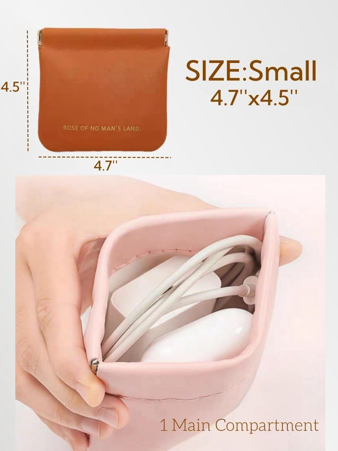 2 PCS Makeup Bag for Women, PU Leather Travel Cosmetic Pouch with Zipper, Waterproof and Durable, Perfect for Purse, Travel, or Gifting (Brown)