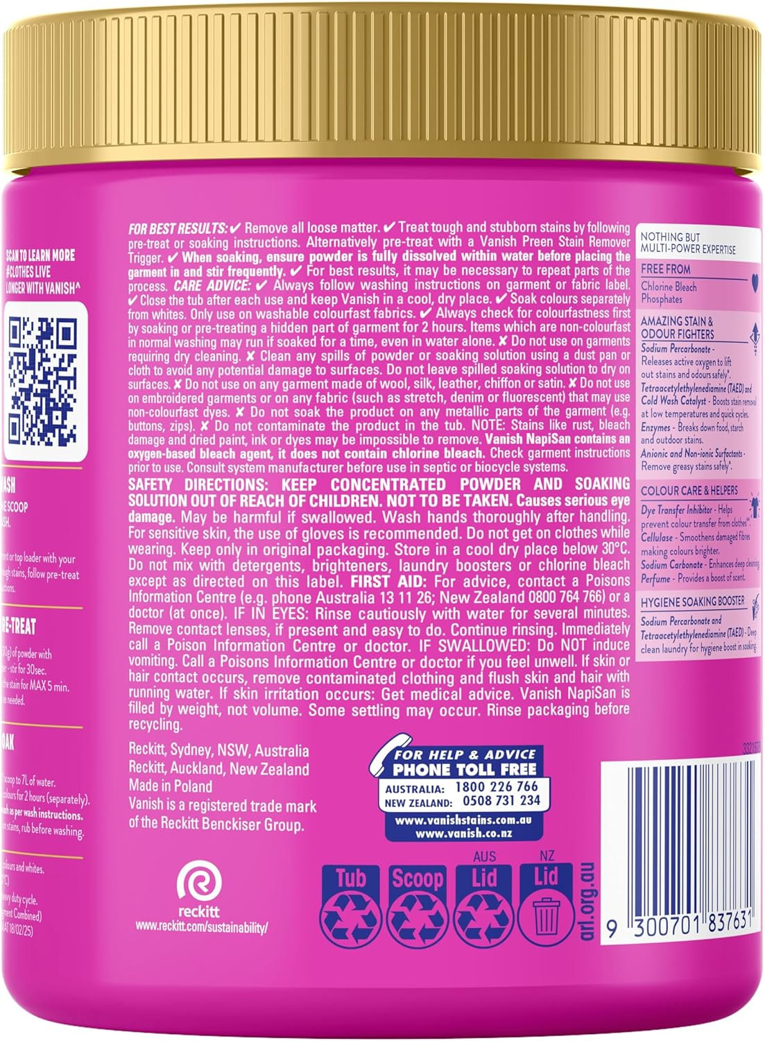 Vanish Napisan Gold Pro Turbo Oxi Action Stain Remover Powder 1Kg image number 6