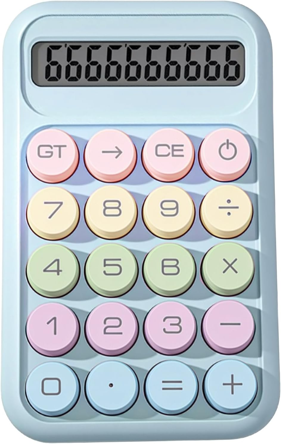 Mechanical Switch Calculator with 10 Digits Large LCD Display, Basic Calculator with Big Button Anti-Slip Pad, Accurate Calculation for Office Desk Home School - White