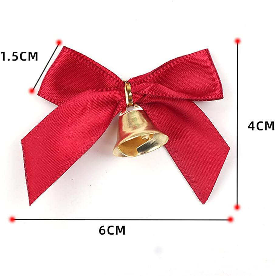 30Pcs Red Christmas Bow with Jingle Bells Mini Bowknot Ornament Craft Present Bow for Christmas Garland Tree, Crafts, Wrapping, Wreath Xmas Hanging Ornaments Decor image number 2