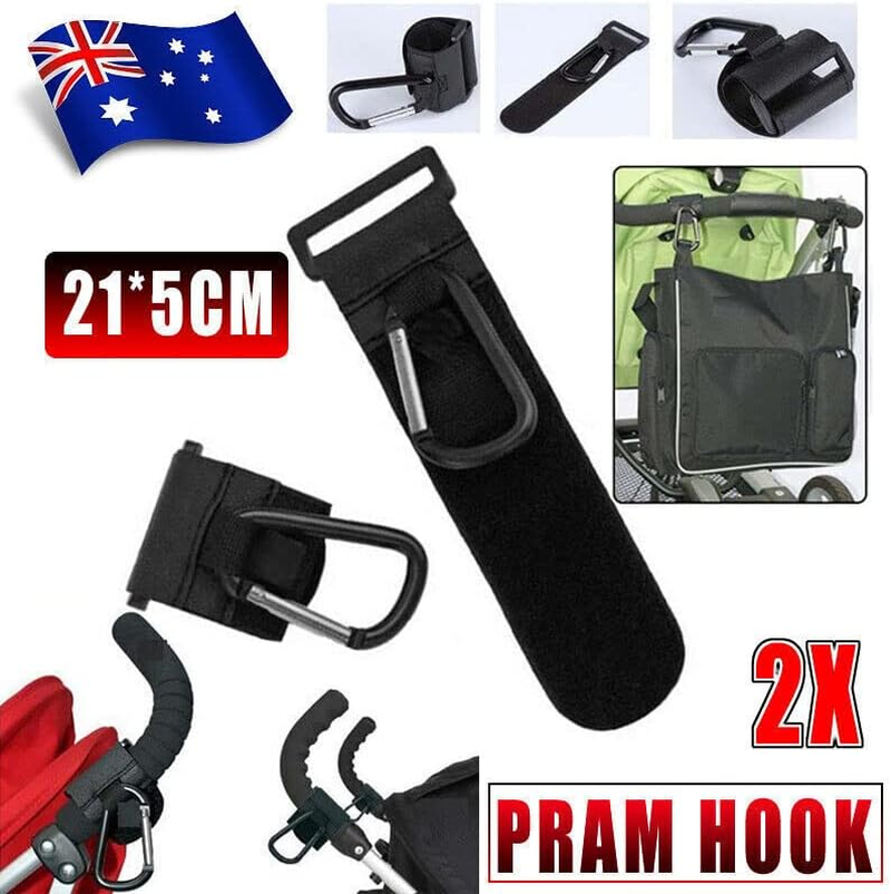 AIMALL 2X Pram Hook Baby Kids Stroller Hooks Shopping Bag Clip Carrier Pushchair Hanger to Carry Your Shopping Bags, Handbag, or Baby Change Bag on Your Pushchair - Universal Fit - Provides Extra Storage image number 5