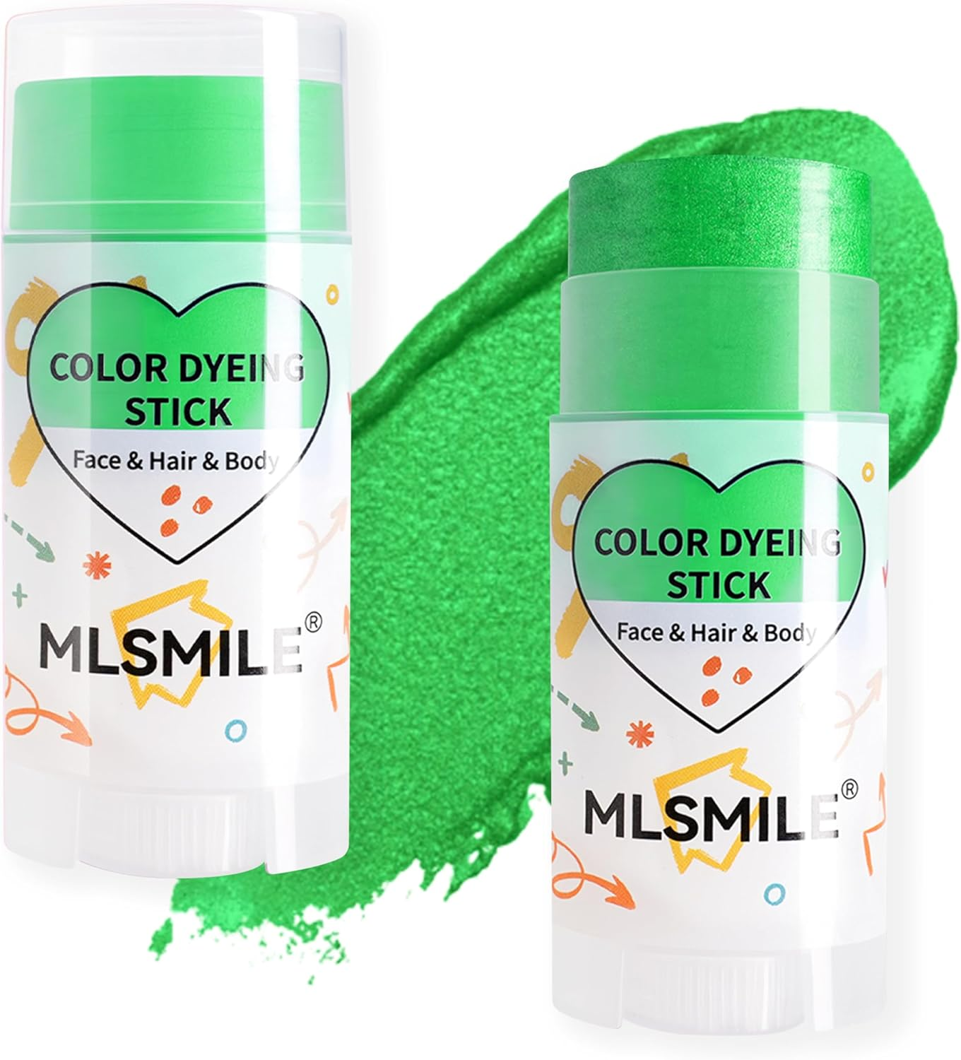 YBUETE Green Face Body Paint Stick, Cream Shimmer Face Body Painting Kit for Halloween Skeleton Skull Clown Cosplay Makeup, Full Coverage Foundation Painting for Prom Party SFX