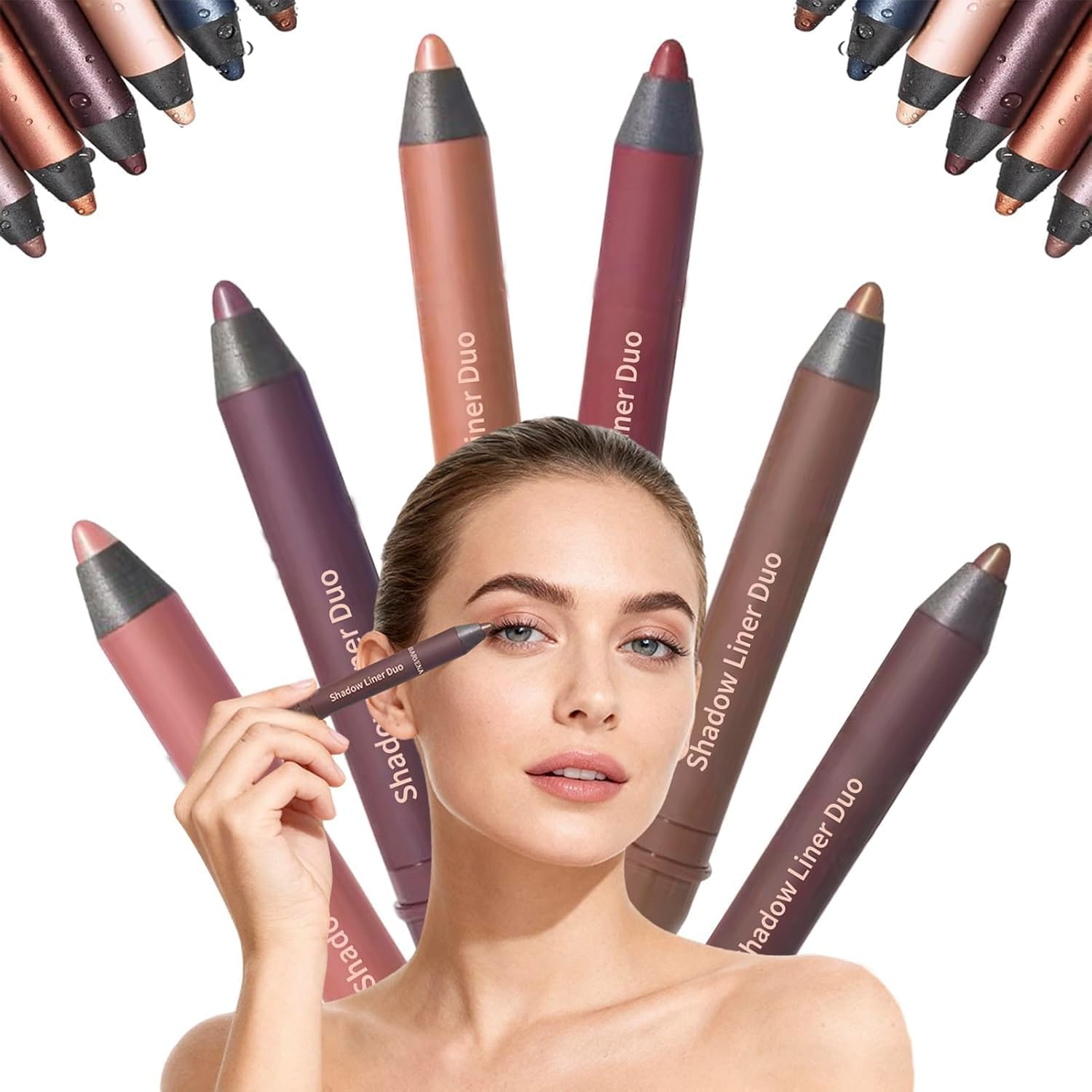 Shadow Liner 2-In-1 Eyeliner & Eyeshadow, Waterproof, Smudge-Proof Duo Eye Shadow Stick with Smudge Brush, Duo Eyeshadow Stick for Effortless Smoky or Natural Eye Makeup (Smolder+ Hypnotic)