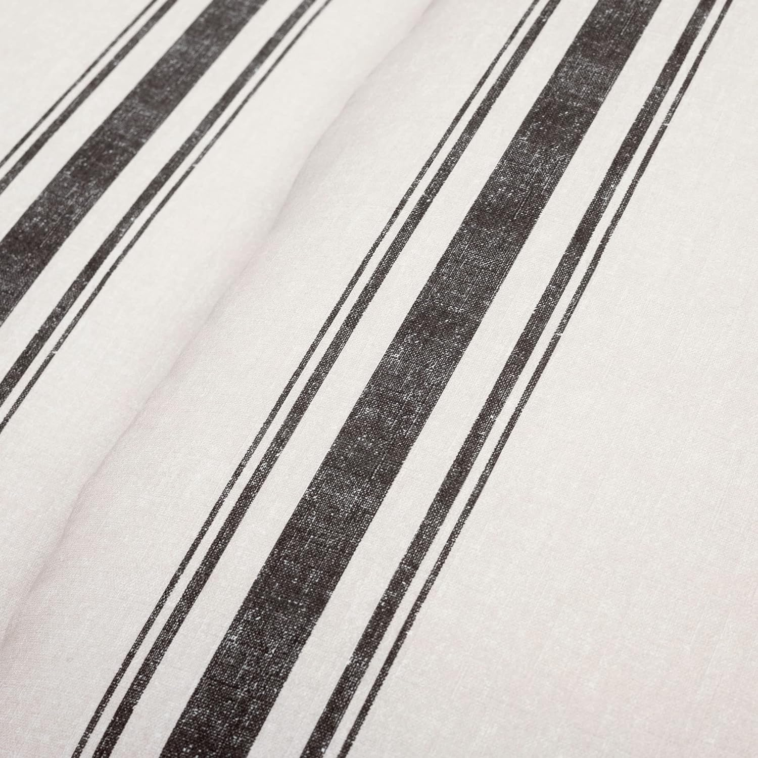 Lush Decor Farmhouse Stripe Reversible 100% Cotton Duvet Cover Set - 3 Piece Cozy Pinstripe Bedding Set - Classic Modern Rustic Charm Bedroom Decor - Full/Queen, Black - Yellow  Gray image number 2