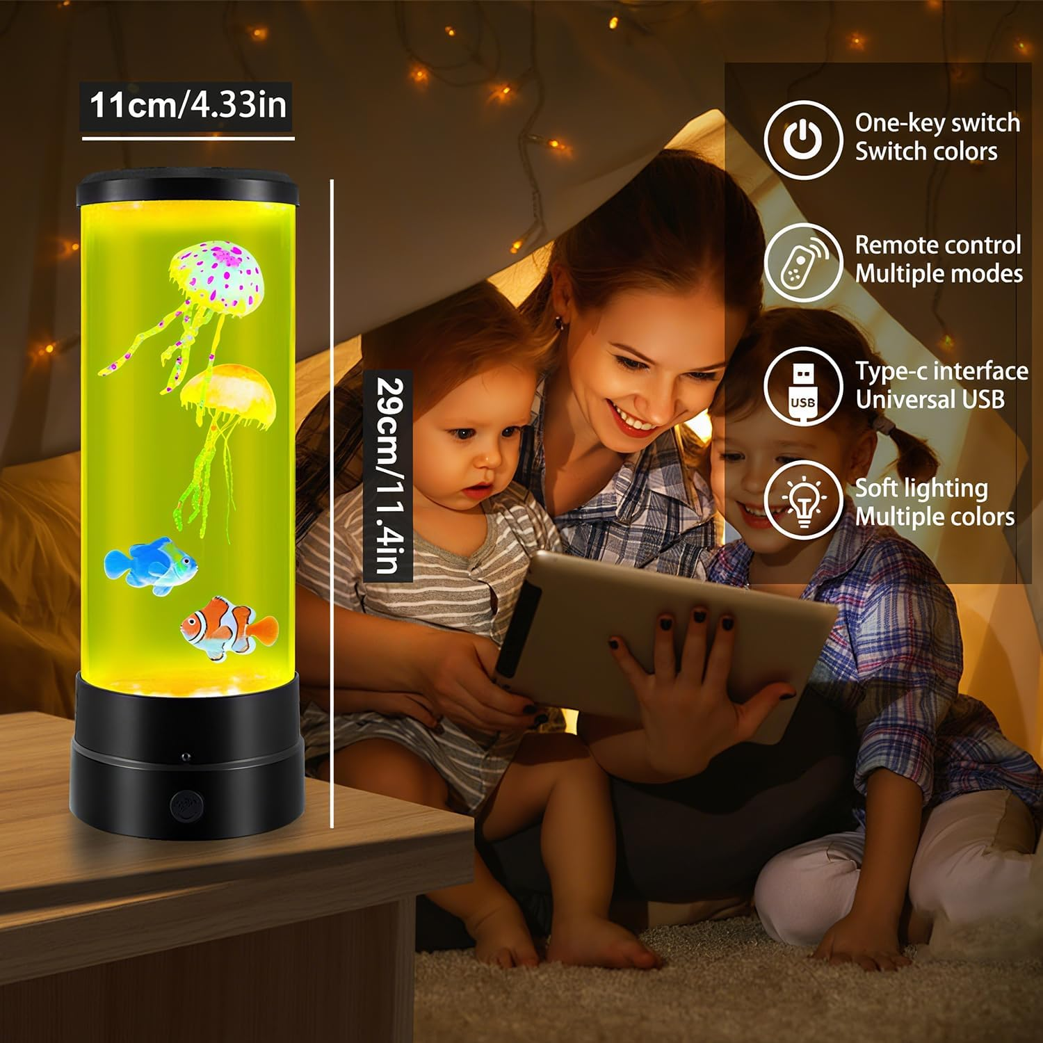Jellyfish Lamp,Jellyfish Lava Lamp Night Light Mood Light for Kids 17 Colors Changing with Remote Control,Usb Powered Jellyfish Lamp for Adults,Christmas Halloween Gifts for Teen Boys Room Decoration. image number 4