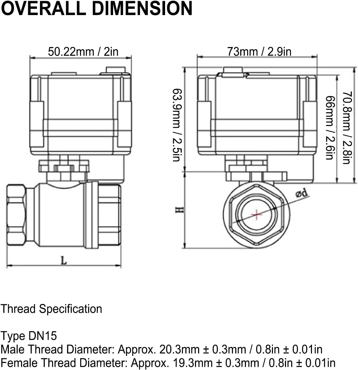 Shanrya Electric Ball Valve, CWX-15N-CR01-DC12V-DN15, Stainless Steel, Brass, Bronze, Motorized Balls Valves, Reverse Polarity Mode, Water Treatment image number 1