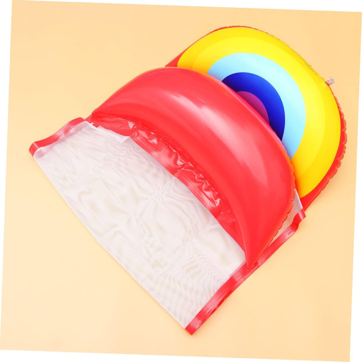 Summer Floating Mat Inflatable Pool Bed Swimming Float Ring Easy to Store Cartoon Rainbow Design image number 1