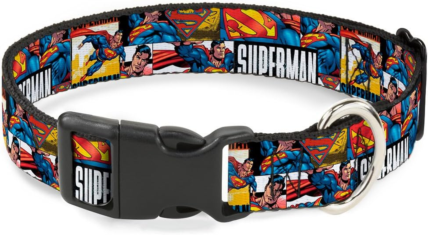Buckle-Down Plastic Clip Dog Collar, Superman Action Blocks White/Multicolour, 8 to 12 Neck Size X 0.5 Inch Width image number 6