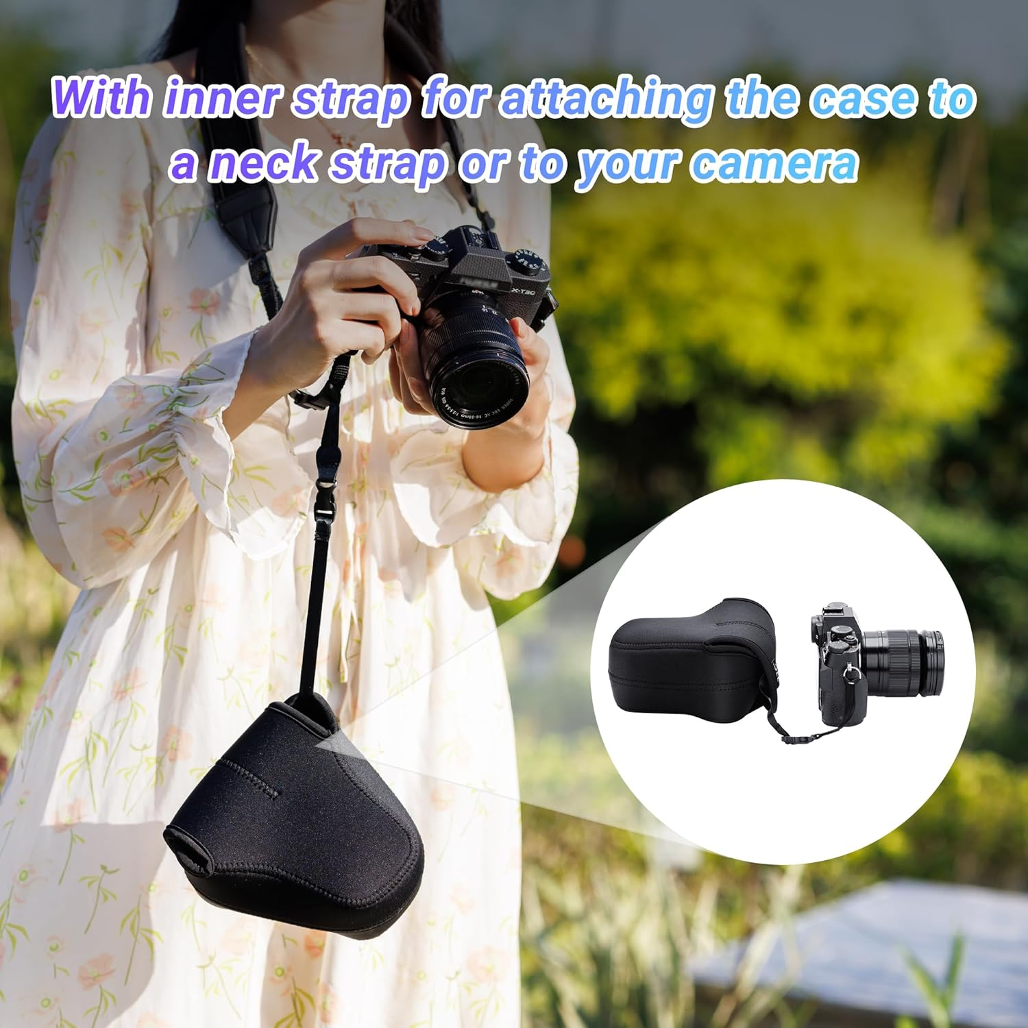 JJC Neoprene Camera Case Protective Sleeve Pouch for Fuji Fujifilm X-T30 X-T20 X-T10 + XF 18-55Mm F2.8-4/Xf 16Mm F1.4 Lens for Canon EOS M50 M6 Mark II M5 + EF-M 15-45Mm/Ef-M 18-55Mm Lens & More image number 1