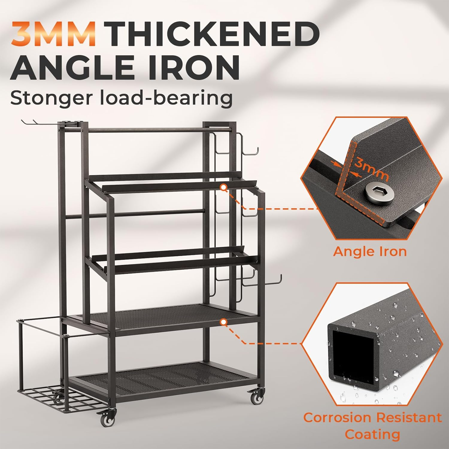 Dumbbell Rack Weight Stand - Bonvork Adjustable Weight Rack for Dumbbells, Home Gym Storage Rack for Yoga Mat Foam Roller Kettlebells, Workout Equipment Storage Organizer with Wheels - Newly Upgraded image number 1