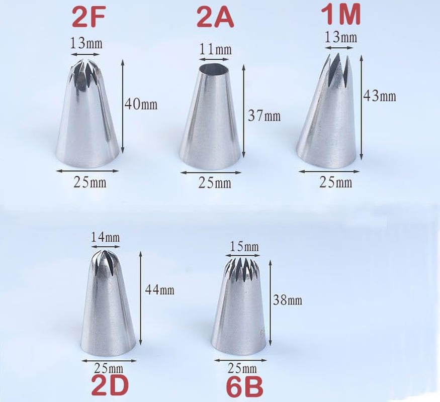 5Pcs Large Piping Tips Stainless Steel, Piping Tips Piping Nozzles Cake Piping Icing Nozzles Cake Decorating Tips Set for for Pastry Fondant