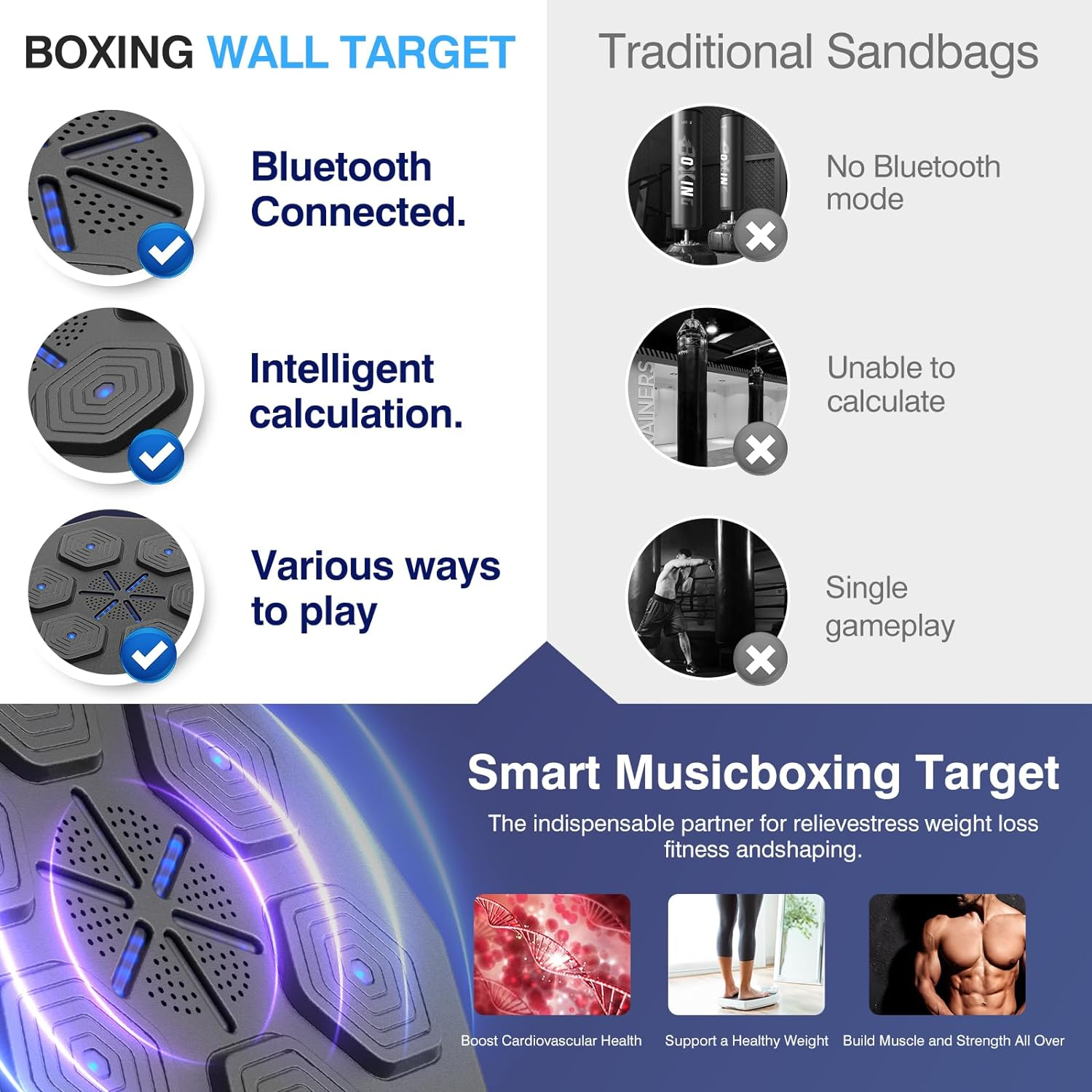 2025 New Music Boxing Machine, Upgraded 2.0 Smart Bluetooth Music Boxing Parent-Child Games, Wall-Mounted Exercise Equipment for Home image number 2