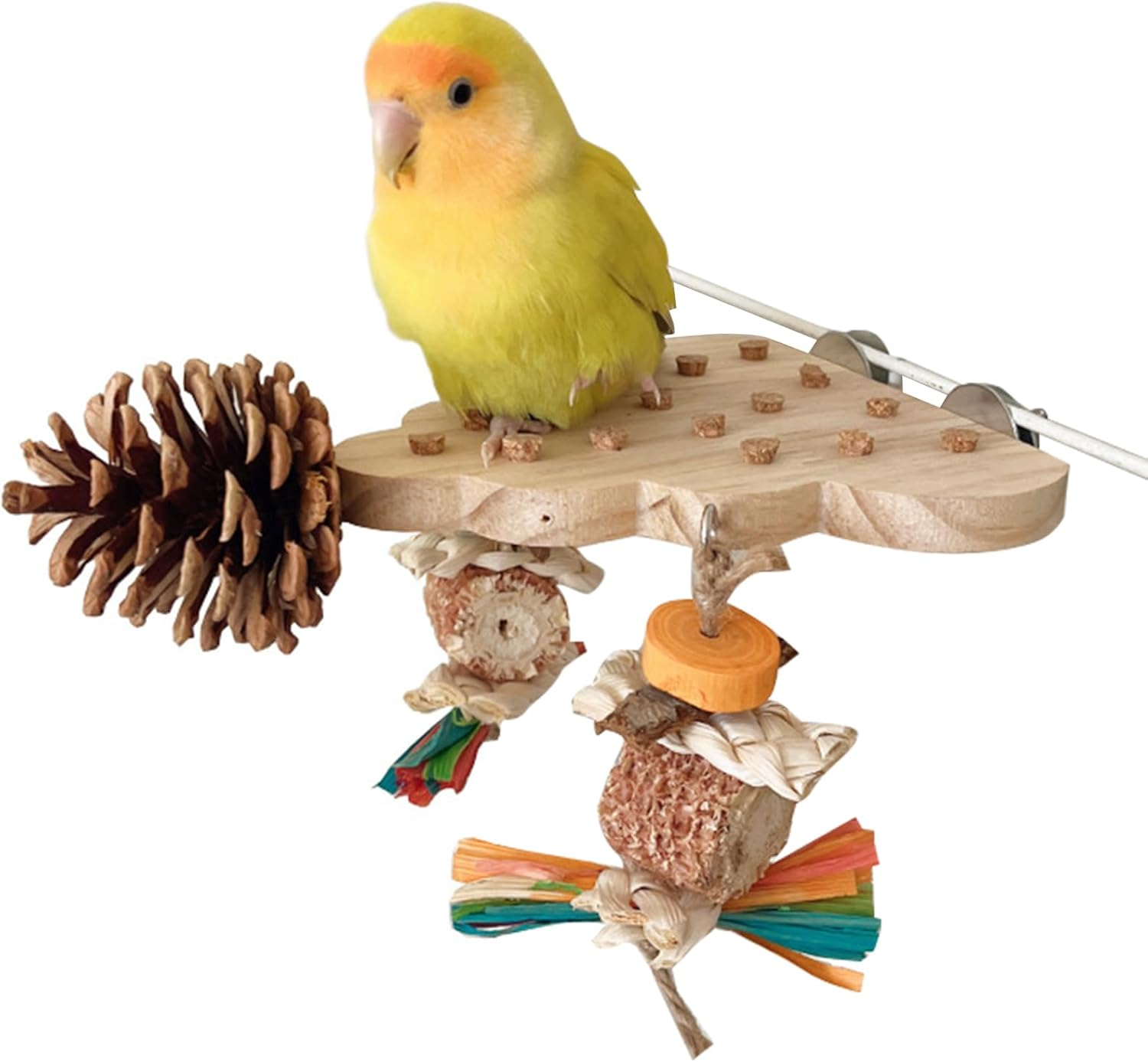 Bird Chew Toys - Shredding Toys Parrots Chewing Hanging|Natural Soft Sola Ball Beak Chew Shred Forage Toy for Parrots|Cockatiel|Conure|Parakeets| and Other Small Birds|Edible Seagrass Woven Clim image number 4
