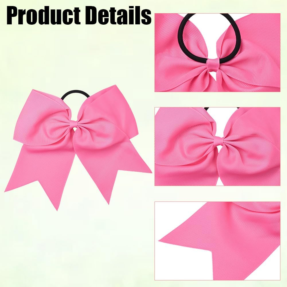 SUNNYCLUE 1 Box 2Pcs Pink Pony Tail Bows Hair Bow Ties Coquette Cute Hot Pink Large Jumbo Cheerleading Bows Knot Pony Tail Hairties Band for Women Sports Softball Cheer Hairs School College Supplies image number 5
