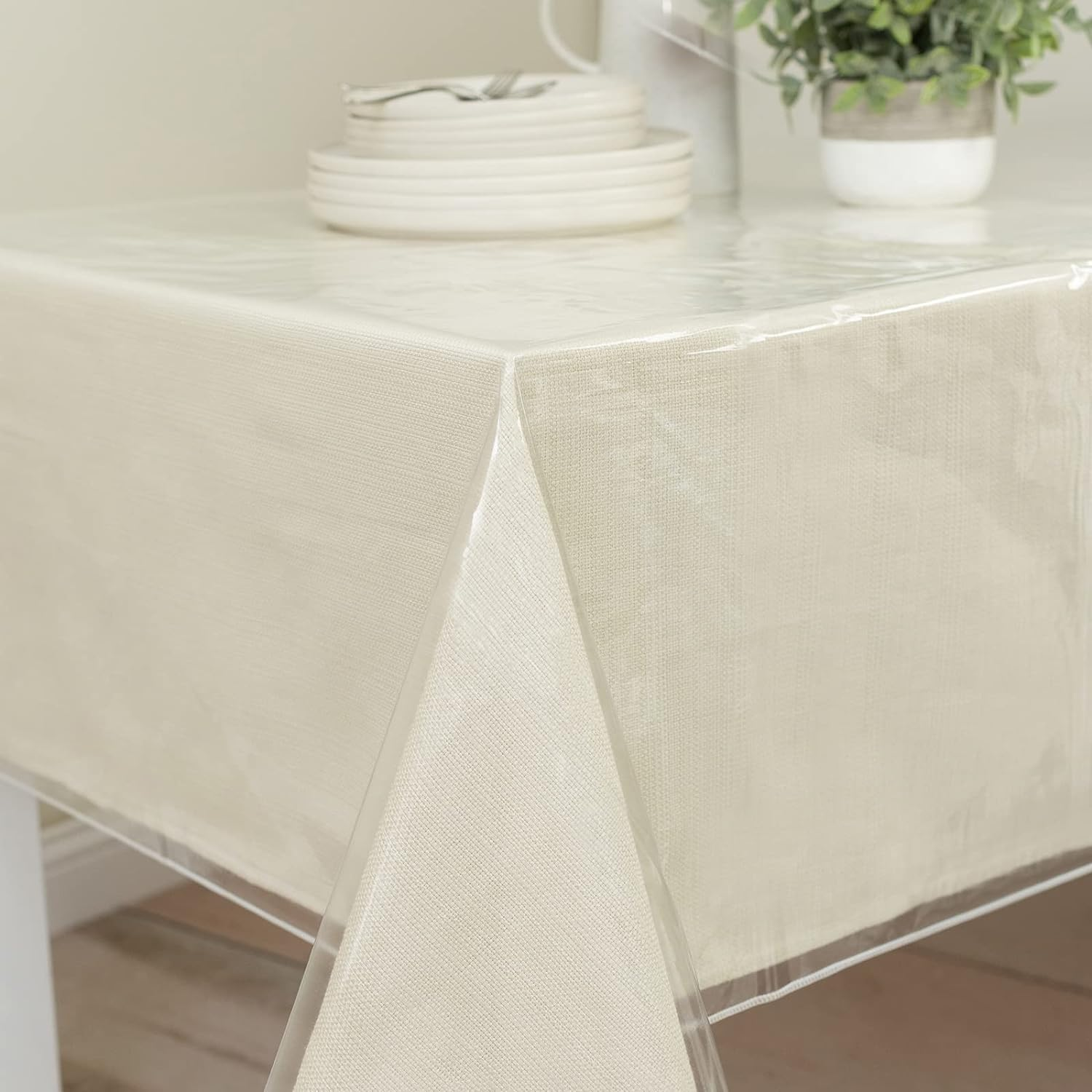 Benson Mills Heavy Duty Clear Plastic Tablecloth Protector, 100% Waterproof Table Cloth, Oil Spill Proof, Table Cover for Dining Tables, Parties and Holidays (54" X 70" Rectangular) image number 6