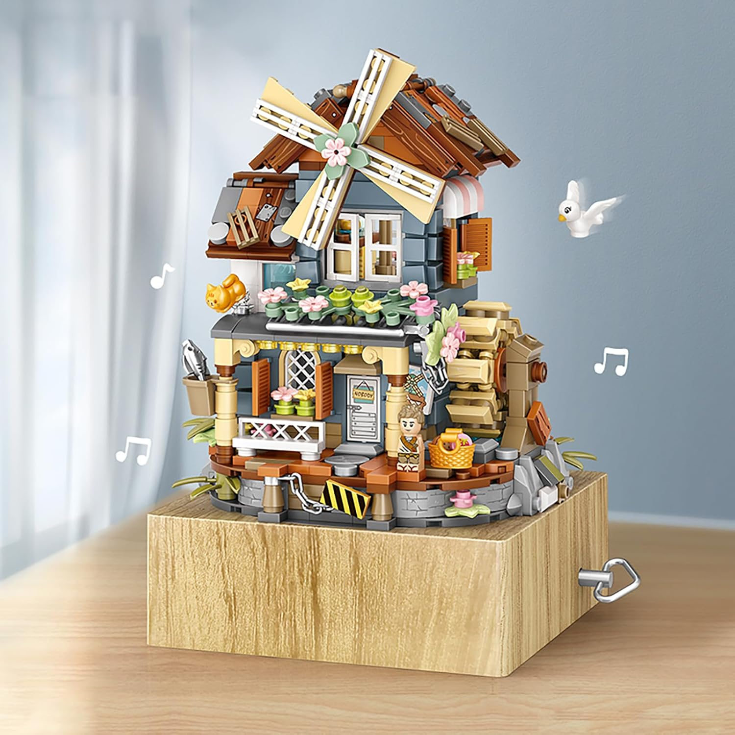 Toymart Windmill Music Box Building Set &ndash; Mini Brick Cottage House Kit with Rotating Blades and Working Music Box | 799 PCS DIY Mini Building Blocks for Teens and Adults image number 4