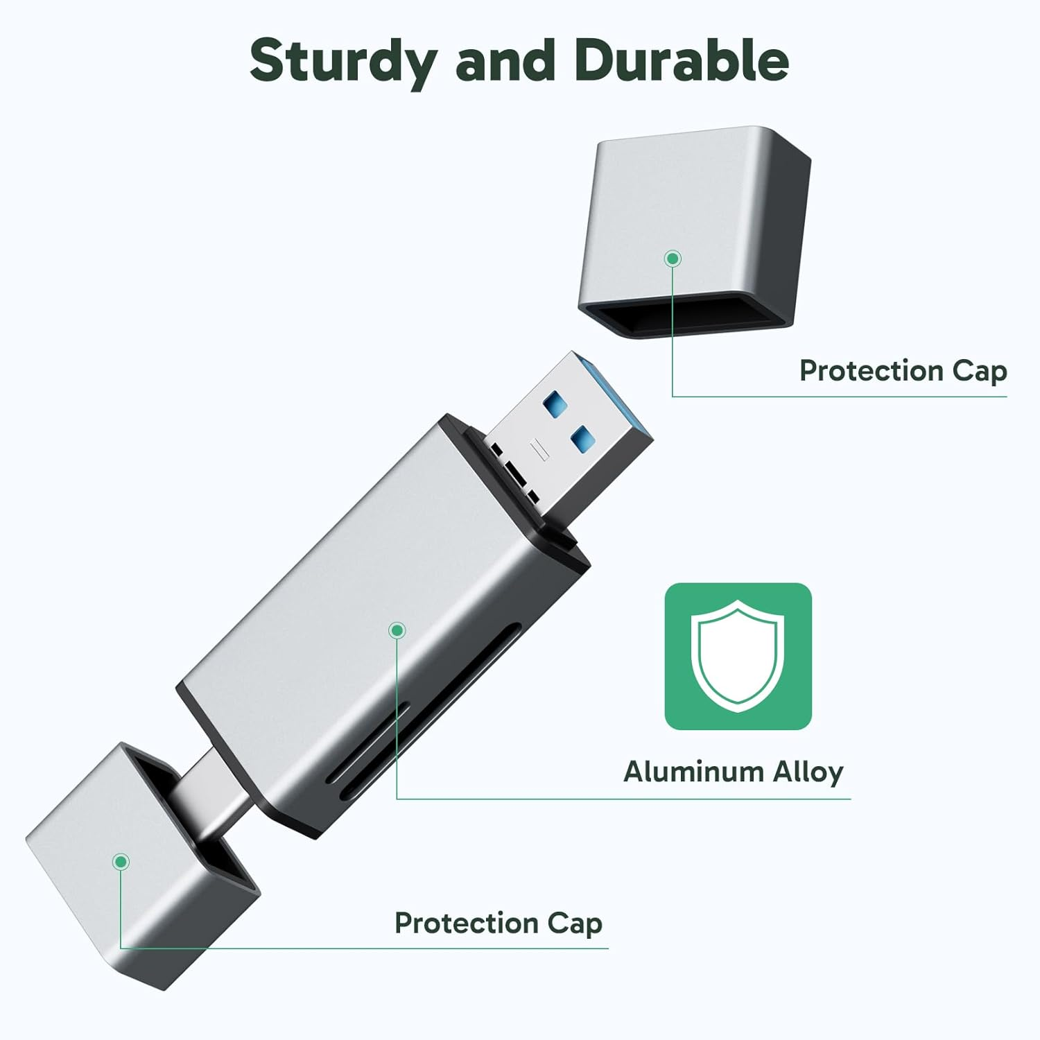 AKASO SD Card Reader, USB C & USB 3.0 Memory Card Reader for Sd/Micro SD/UHS-I/SDXC/SDHC/TF, Compatible with Smartphones, Laptops, Tablets, Personal Computer and Cameras image number 4