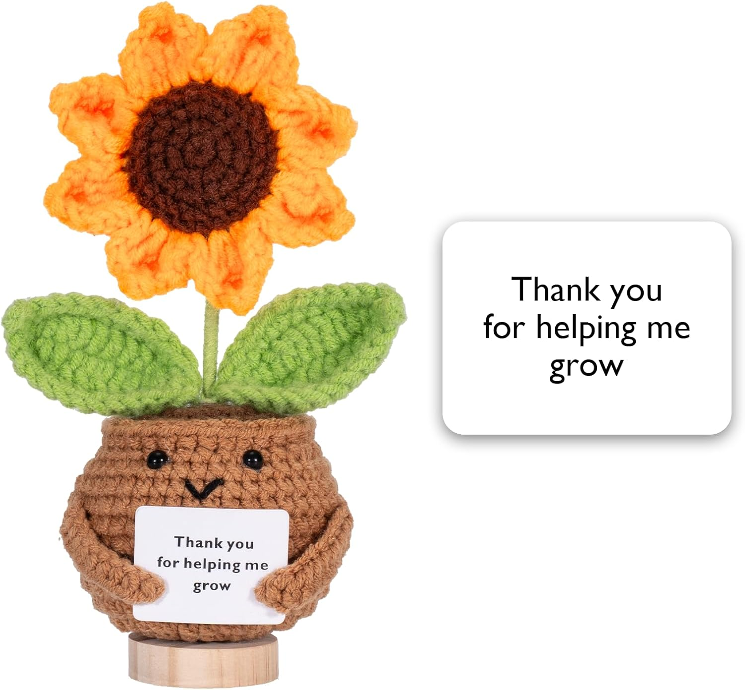 Mini Cute Positive Gifts Crochet Plant Thank You Crochet Gift Teacher Appreciation Gift Christmas, Birthday Best Friend,Teacher, Sister, Mom Gifts (Yellow Sunflower) image number 4