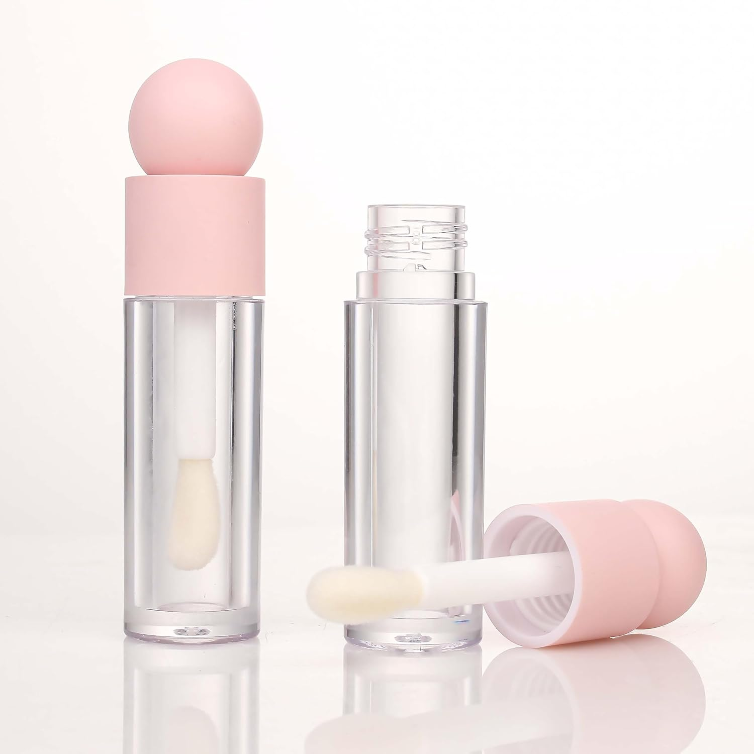 COSIDEA 16Pcs Empty 5Ml Pink Lip Gloss Tubes with Big Wand Large Deo Foot Brush Lipgloss Tube Container for Lip Oil - White image number 4