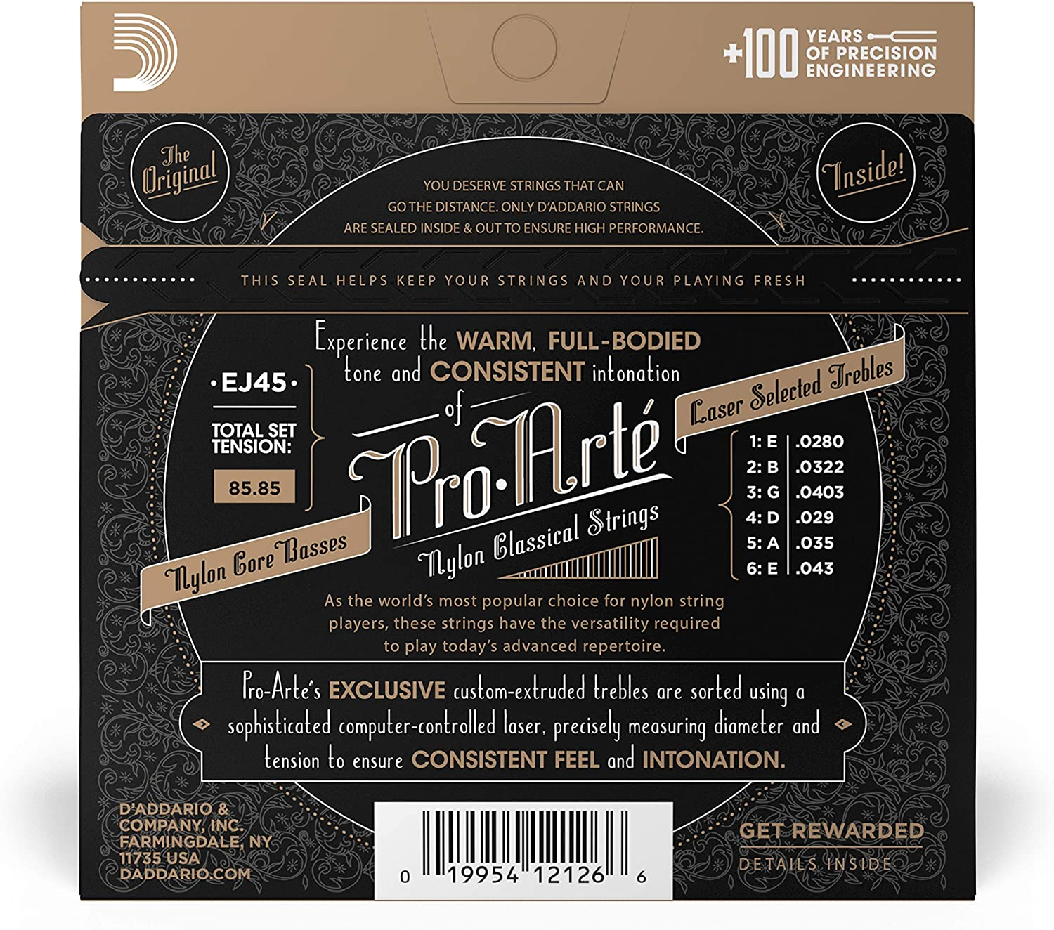 D'Addario EJ45 Pro-Arte Nylon Classical Guitar Strings, Normal Tension image number 6