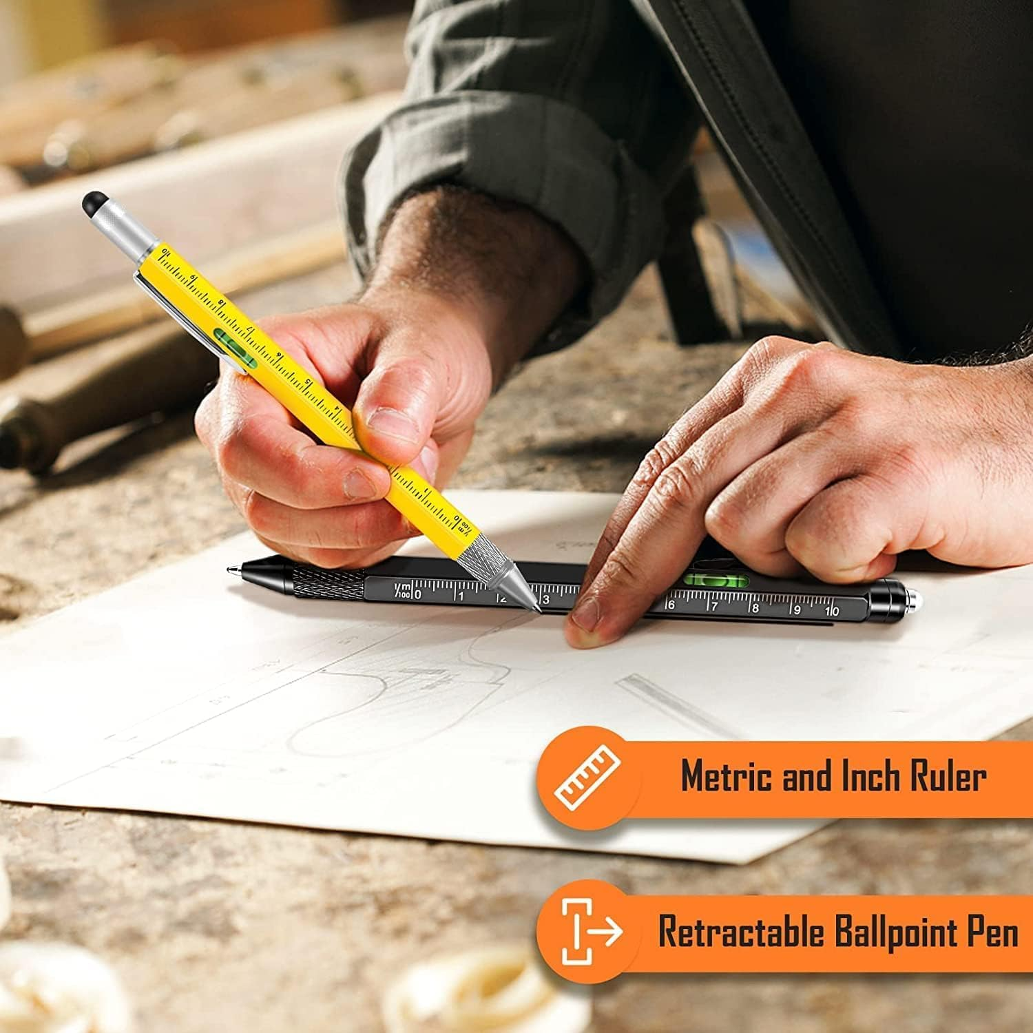 Multipurpose Pen, 9 in 1 Multi Tool Pen Set, Cool Gifts For, Portable Men Stocking Fillers, Tech Gadgets Tools for Men, Personalized Gifts, Multitool Set for Who Have Everything