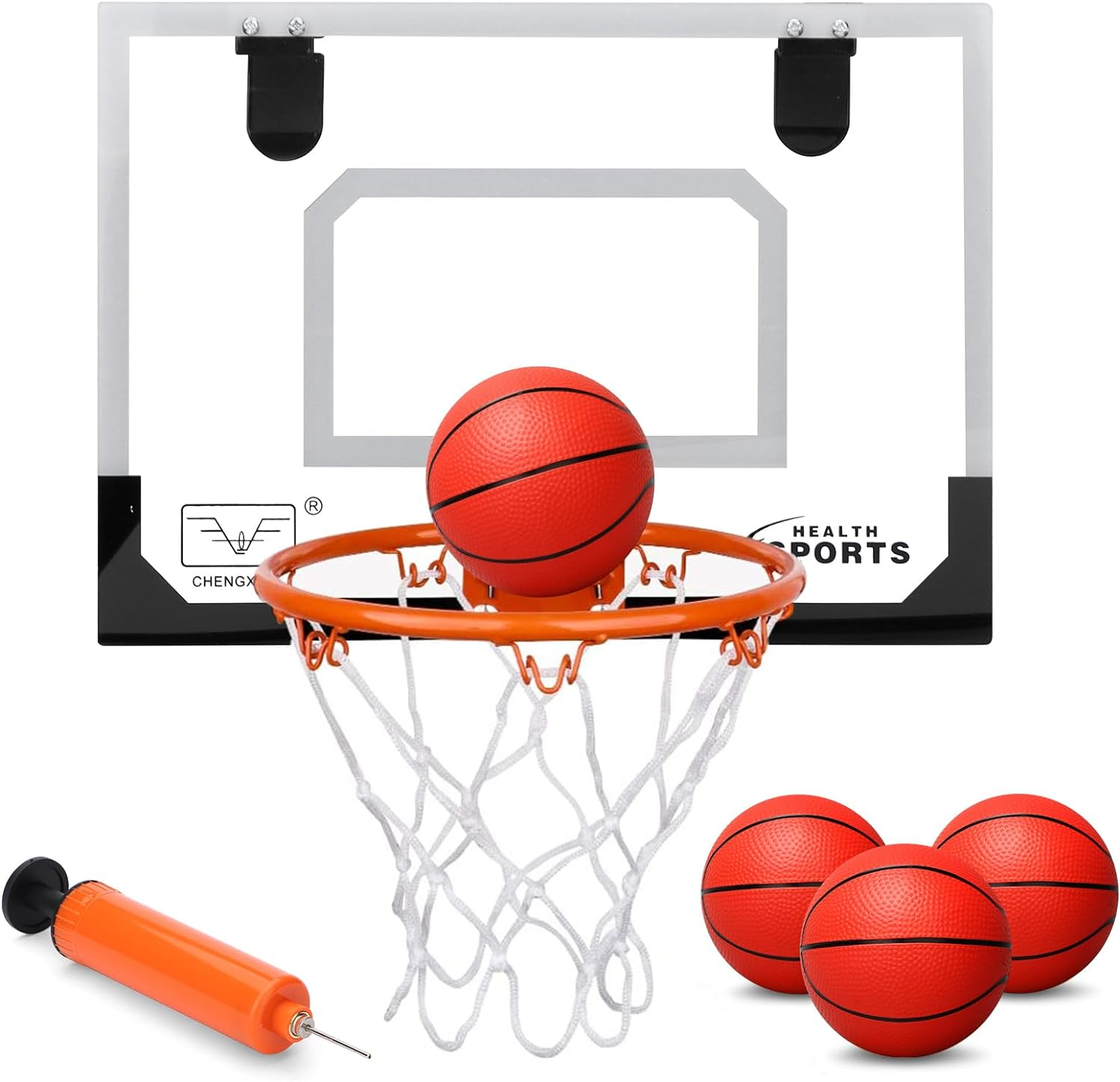 Mini Basketball Hoop for Kid Toddler Adult Toy, over the Door Basketball Hoop with 4 Red Rubber Balls, Space Saving, Office Door Wall Pool Bedroom Sport Party Favors for Boy Girl Age 3+ 4 5 6 7 8