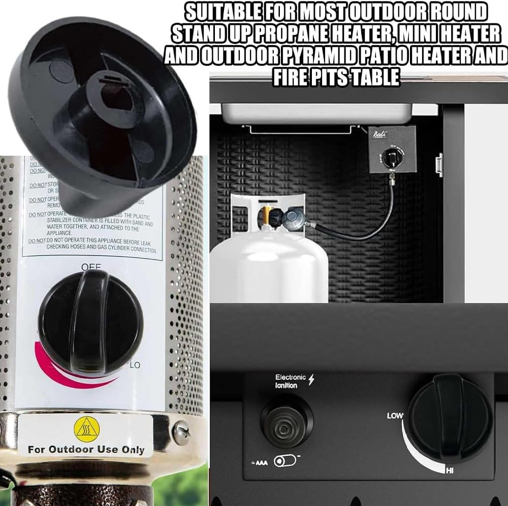 4 Pieces Heater Replacement Parts,D-Shape Heater Knob Universal,Control Knob for Patio Heater Gas Fireplace Fire Pit,Easy to Install for Most Patio Heaters and Gas Fireplaces(Black) image number 1