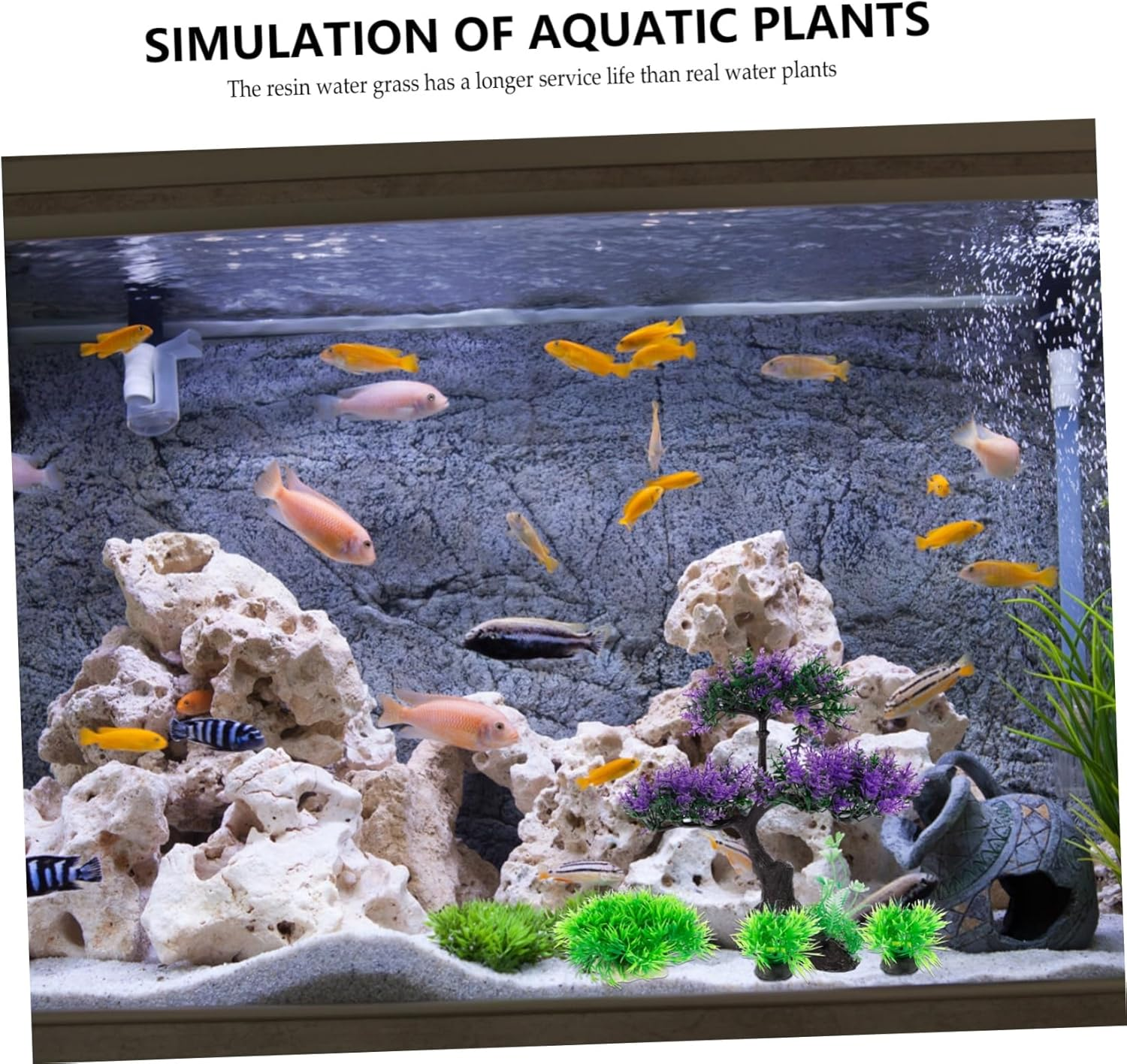 TOGEVAL 4Pcs Lifelike Aquarium Aquatic Plants Realistic Resin Fish Tank Decor for Natural Landscape and Lightweight Aquarium Decoration image number 4