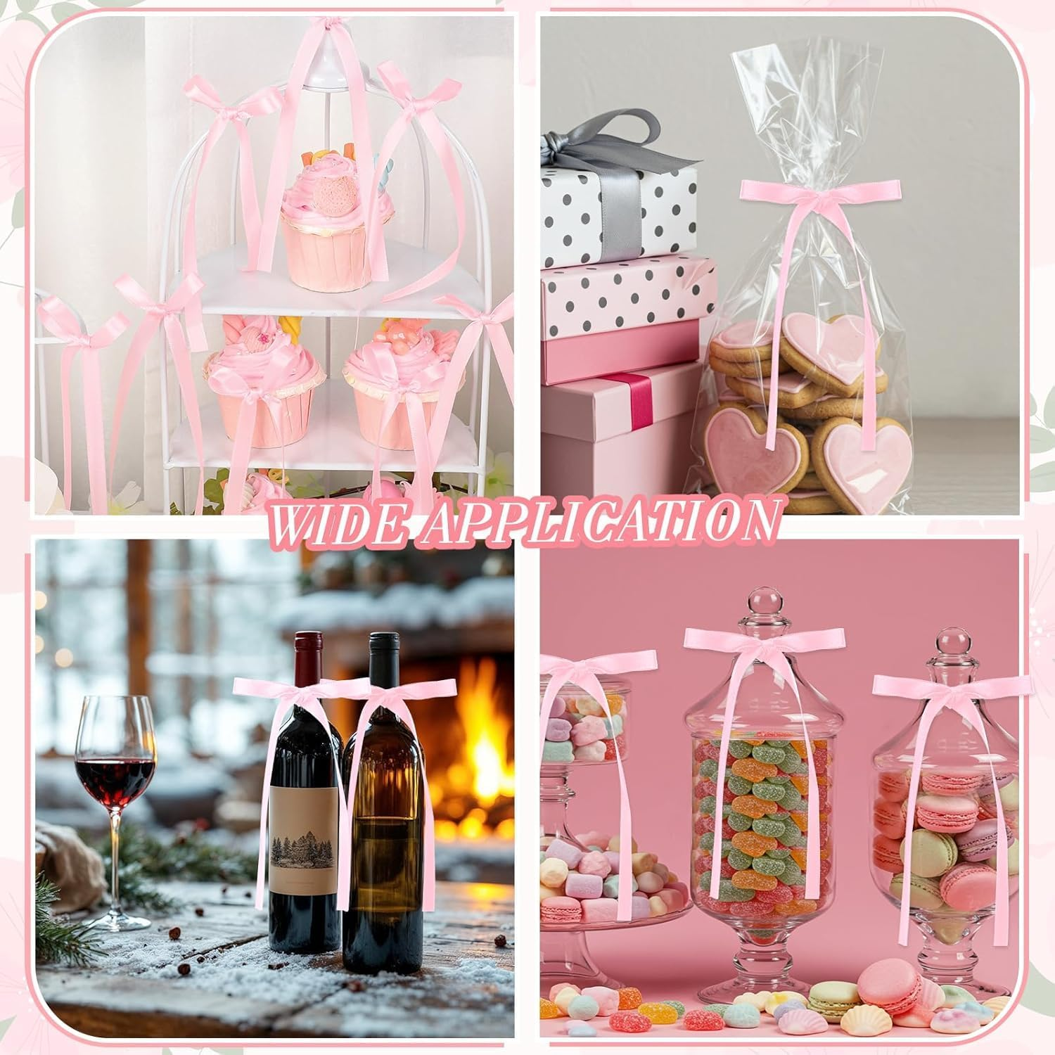 OSYLICT 12PCS Bow Cake Topper,Bowknot Ribbons Cupcake Dessert Picks Decorations for Birthday Wedding Bridal Anniversary Baby Shower Party Supplies (Pink) image number 2