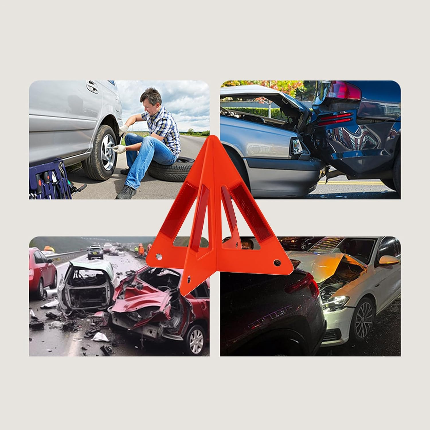 Warning Triangles for Vehicles, Reflective Vehicles Warning Symbol, Non-Slip Compact Triple Hazard Alert, Safety Device, for Family Roadside Protection Emergencys Assistance, 26X23Cm ABS image number 5