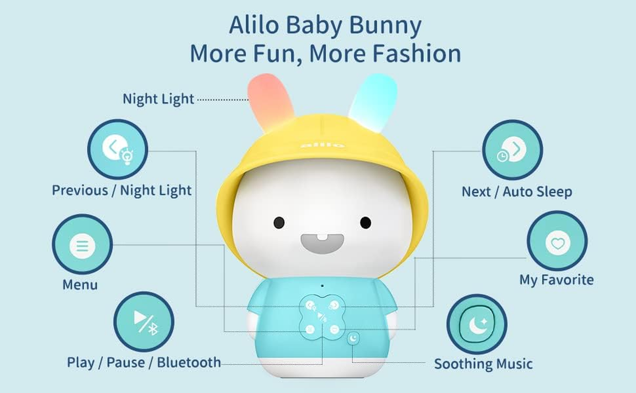 Alilo Baby Bunny G9S+ Interactive Music/Story Player for Baby and Kids - Includes White Noise Sound, Nightlight, Sleep Soother All-In-One (Blue) image number 2
