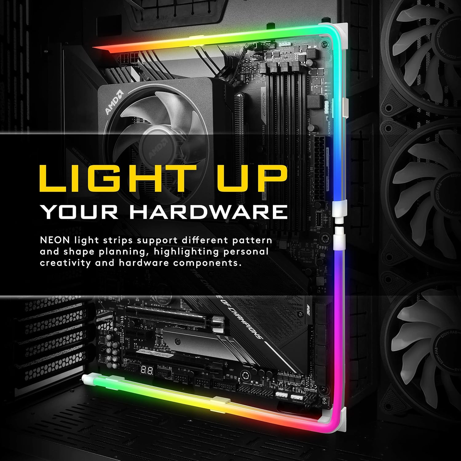 EZDIY-FAB Premium Addressable LED Strip Kit for PC 5V ARGB Motherboard Sync AU- Rainbow Case Fan LED 2Pcs with C-Y image number 6