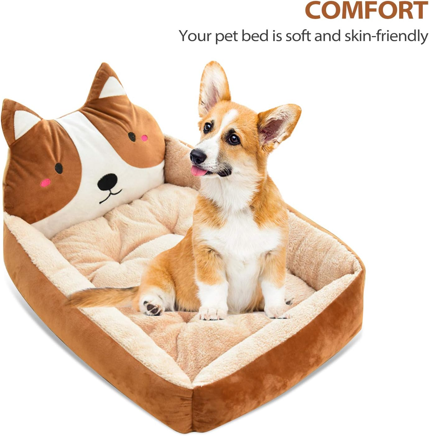 PETCUTE Dog Beds Washable Dog Cushion Warm Dog Sleeping Area Fluffy Square Dog Beds for Small Medium Large Dog Cat