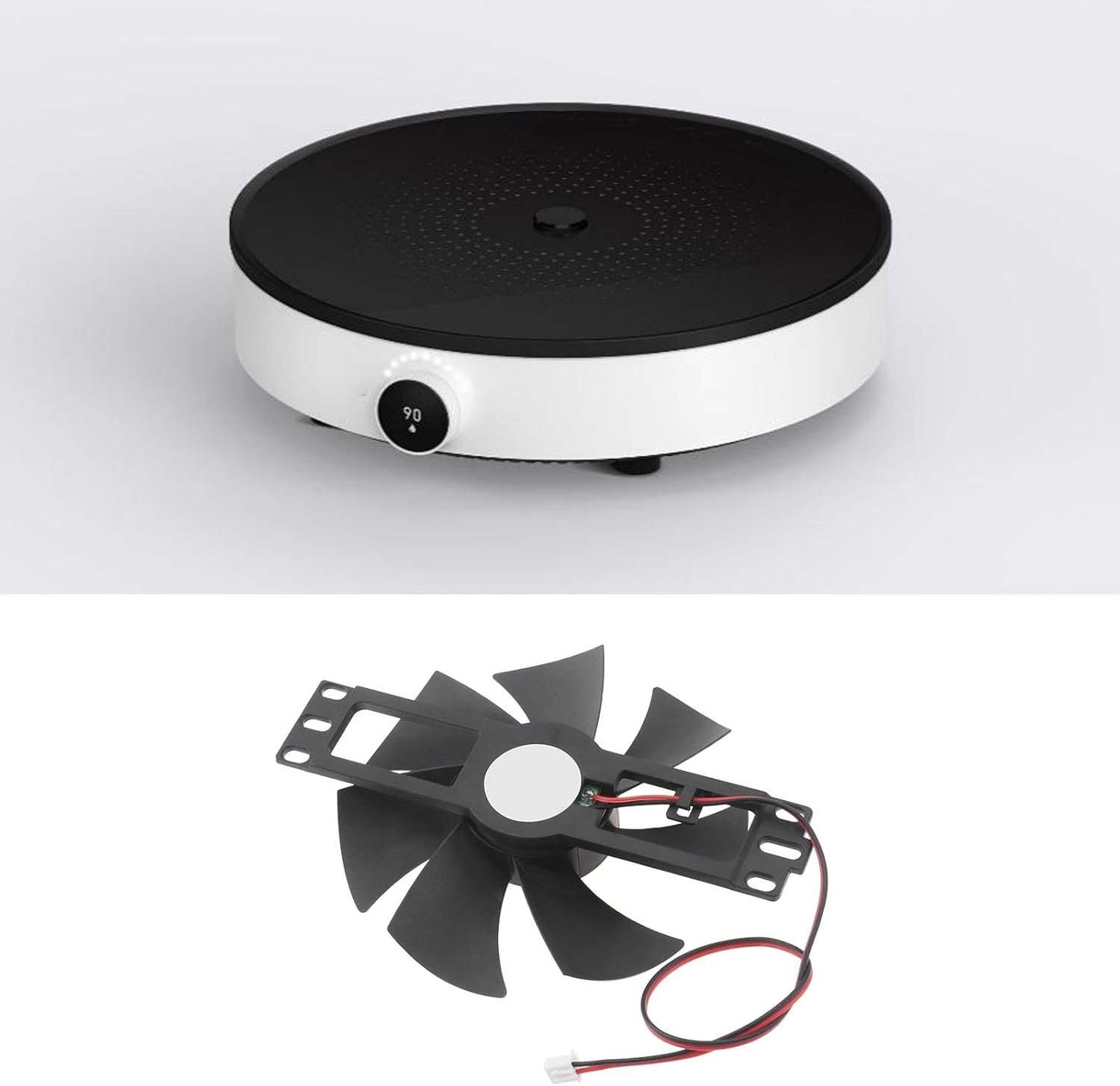 Ecsing Induction Cooker Fan 18V Kitchen Fan Total Length 14.4Cm Fan Blade Diameter 11Cm Hole Diameter 2.3Cm Wire Length 30Cm Low Noise Universal Fan Black image number 3