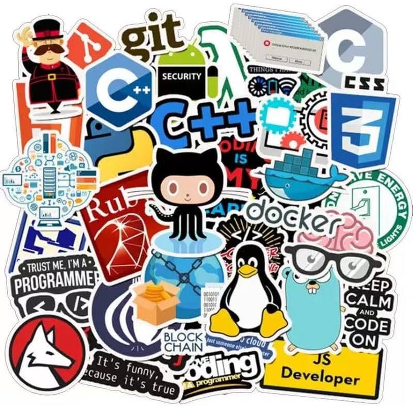 50 Sheets of Programmer Software Programming Language Stickers Computer Suitcase Trolley Box Water Cup Graffiti Stickers