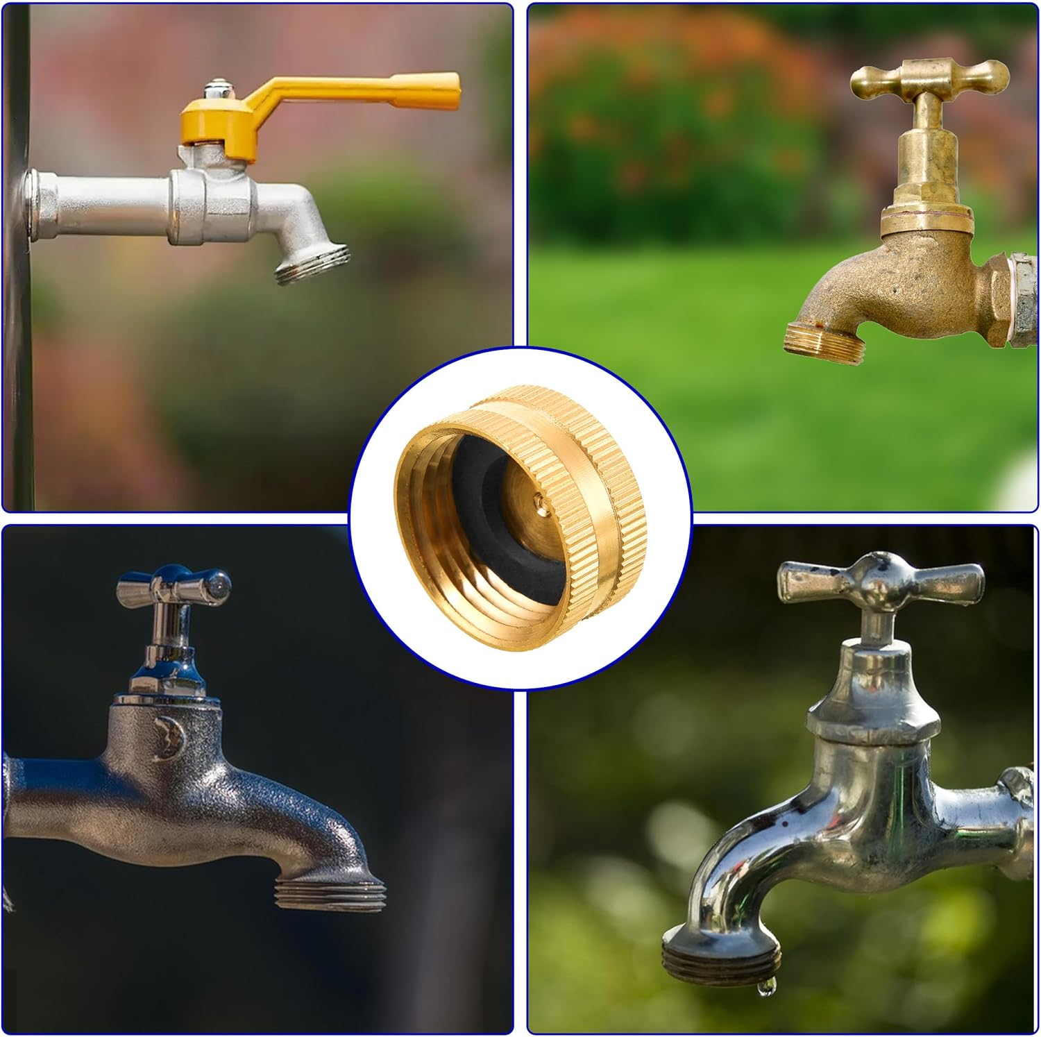 M Mingle Garden Hose Female End Cap, Brass Spigot Cap, 3/4 Inch, 4-Pack with Extra 12 Washers image number 2
