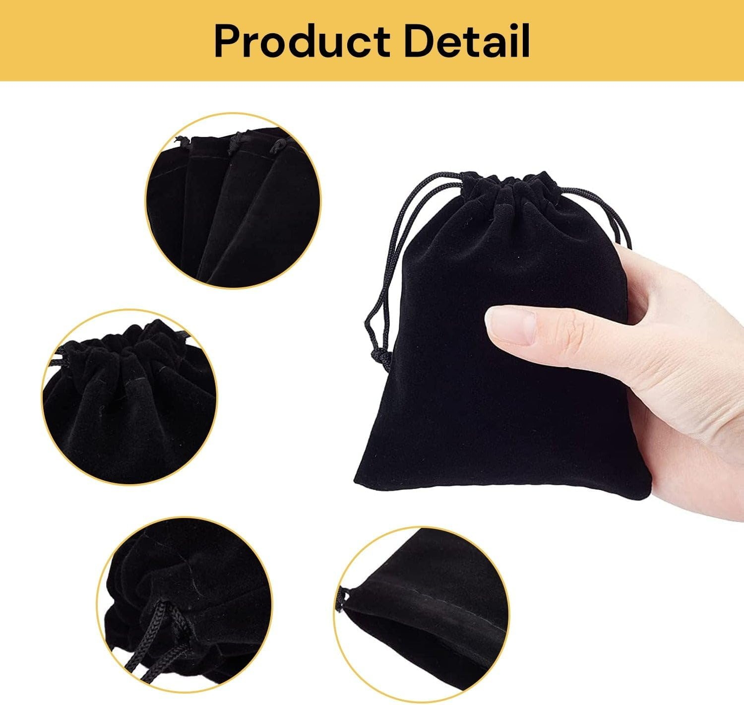 EZONEDEAL 50 Pcs Velvet Drawstring Bags, Velvet Bags for Jewelry, Gift, Wedding Favors, Candy Bags, Party Favors, Velvet Drawstring Cloth Jewelry Pouches, Wedding Gift Bag (Black) (20X30Cm)