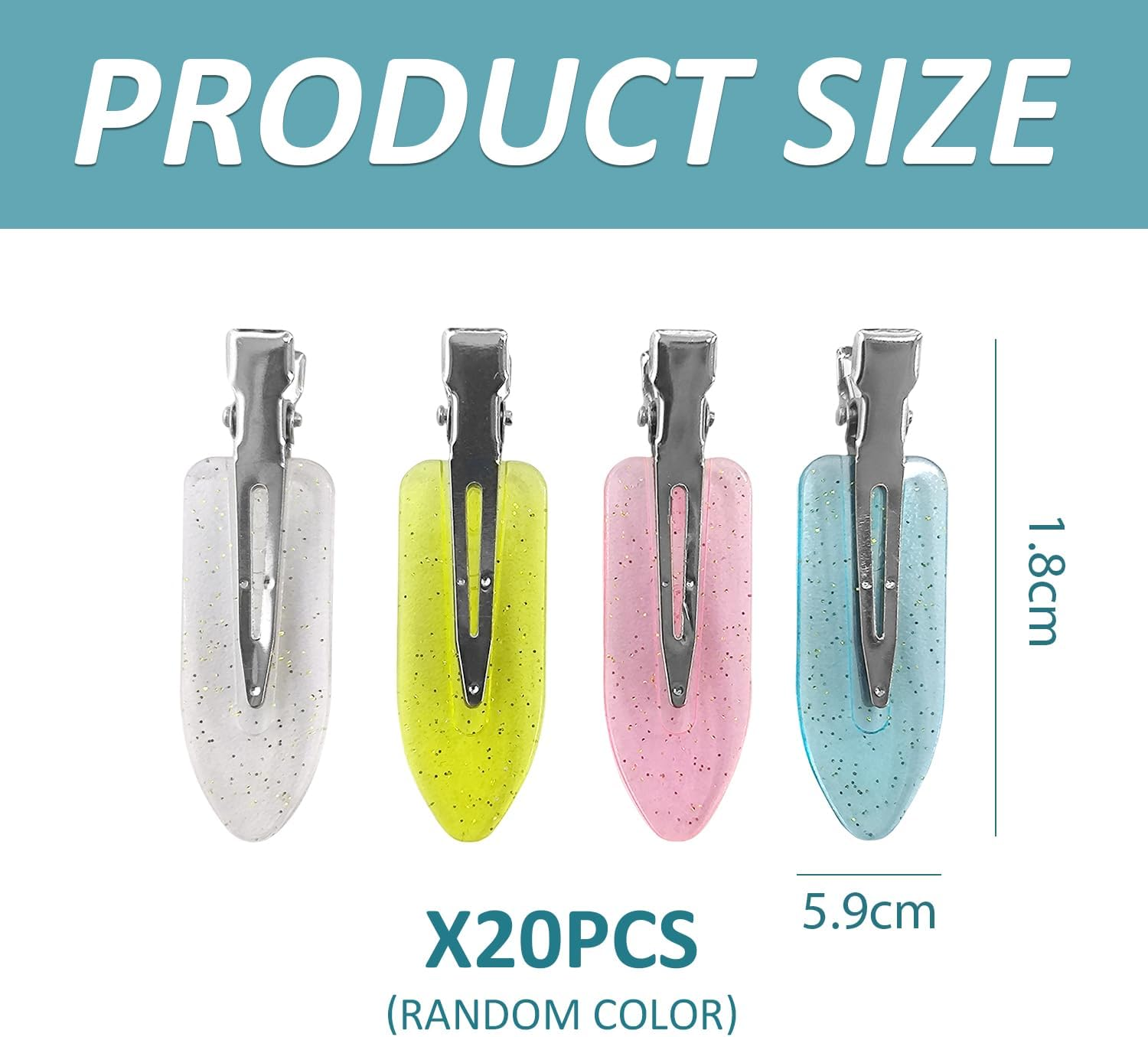 Pack of 20 Colourful Hair Clips, Transparent Glitter Hair Clips, Cartoon Cute Clips, Candy Colour Bang Clips, Simple Girls' Hair Clips, Hairstyle Decorations. image number 5