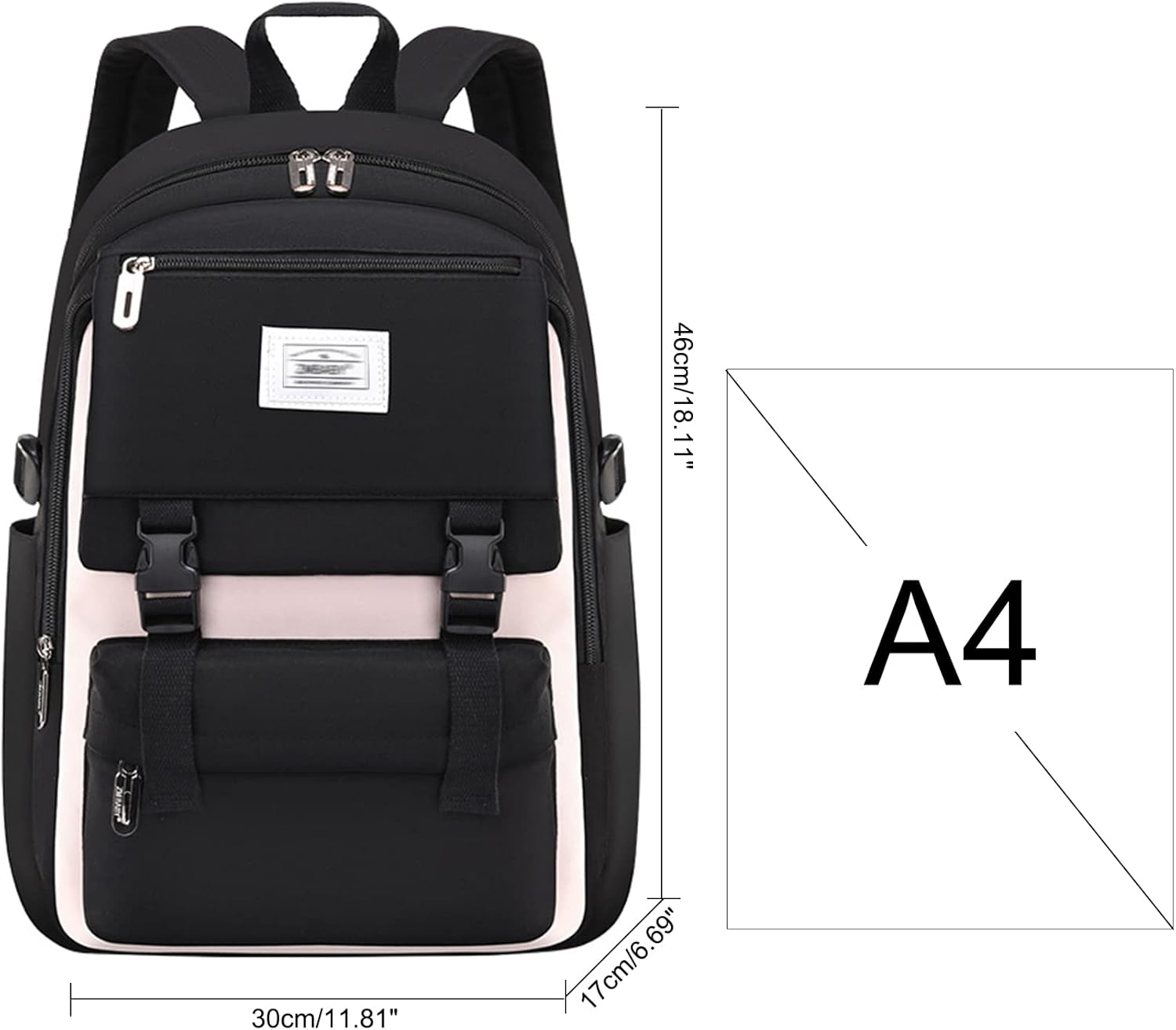 Sellerfun Teens Girls Backpack Primary Junior Middle School Bookbag Fit for 15.6 Inches Laptop - Light Pink image number 4