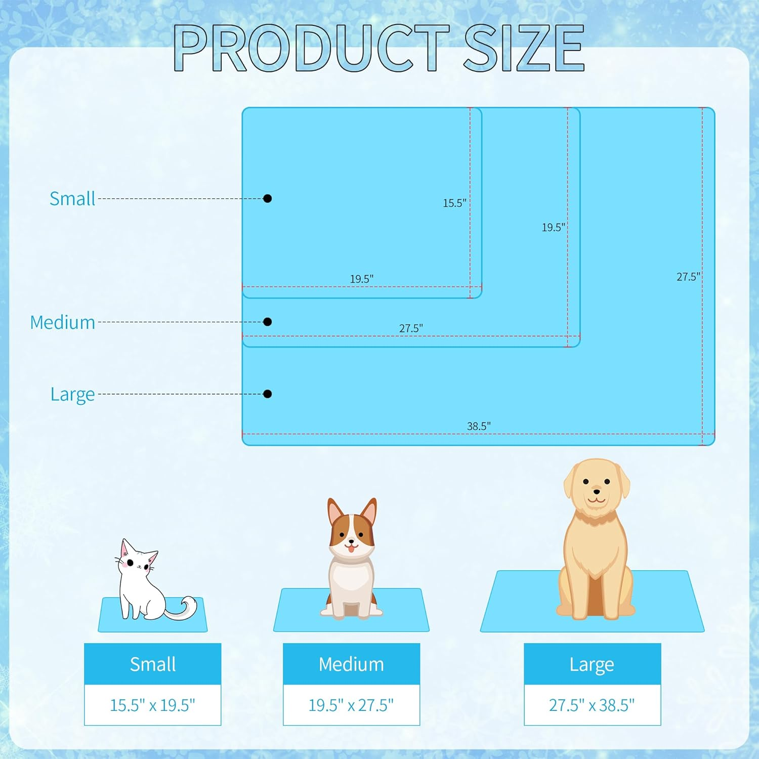 NACOCO Summer Pet Cooling Mat - Cat Dog Cushion Pad Sleeping Cool Snowflake Comfortable Soft for Pets Kids and Adults (Blue Snowflake, L) image number 6