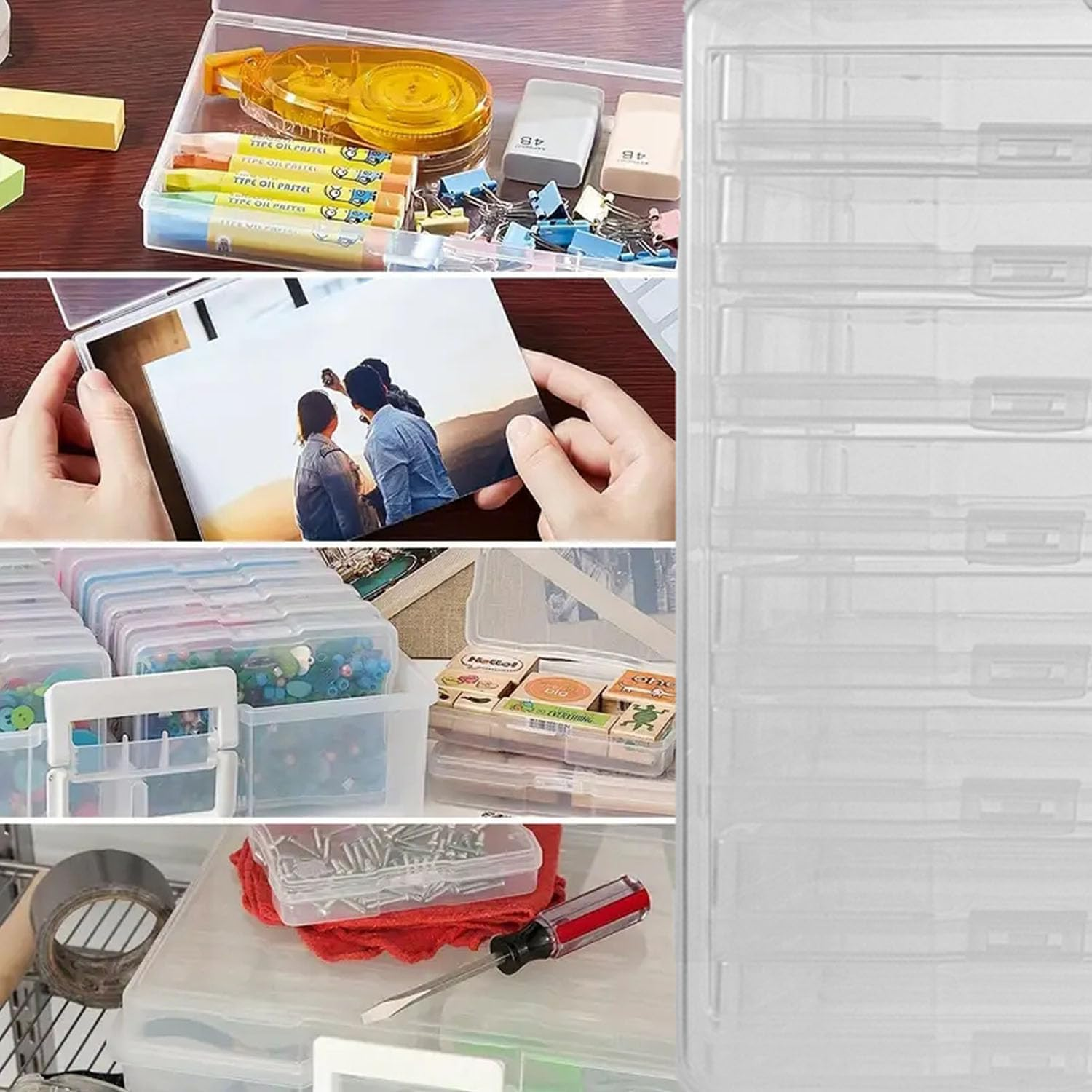 Photo Storage Box, 4" X 6" Photo Storage Box Craft Keeper, 18 Inner Extra Large Organizer Acid-Free Photo Keeper Storage Case, Plastic Craft Storage Box for Stickers Stamps Seeds (18 Boxes) image number 4