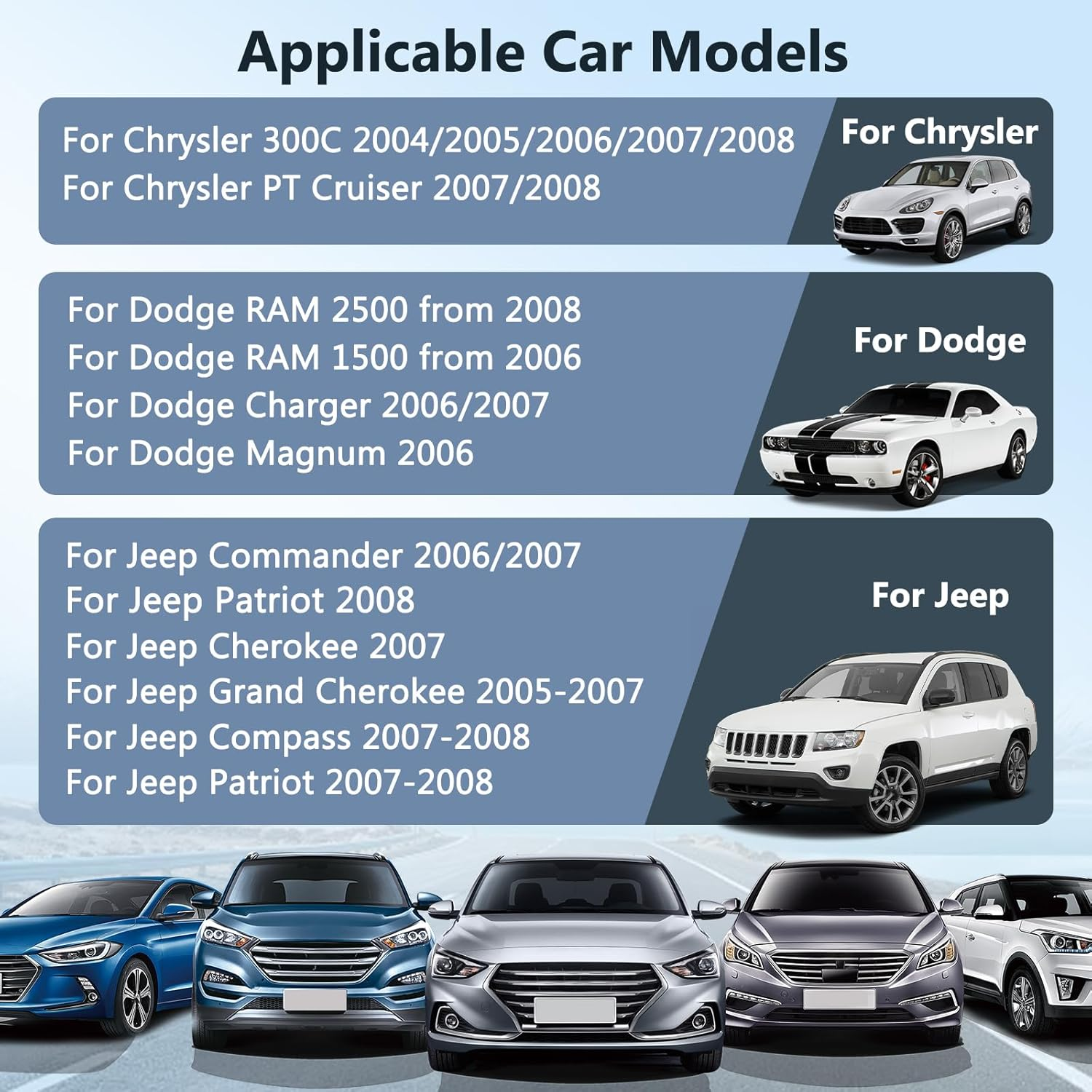 Motorsi 6.2" Car Stereo Radio for Dodge RAM 1500 Jeep Commander Patriot Compass 300C Jeep Grand Cherokee Chrysler 300 Touch Screen Audio with Carplay Android Auto BT RDS/FM Radio Wifi GPS Navigation image number 4