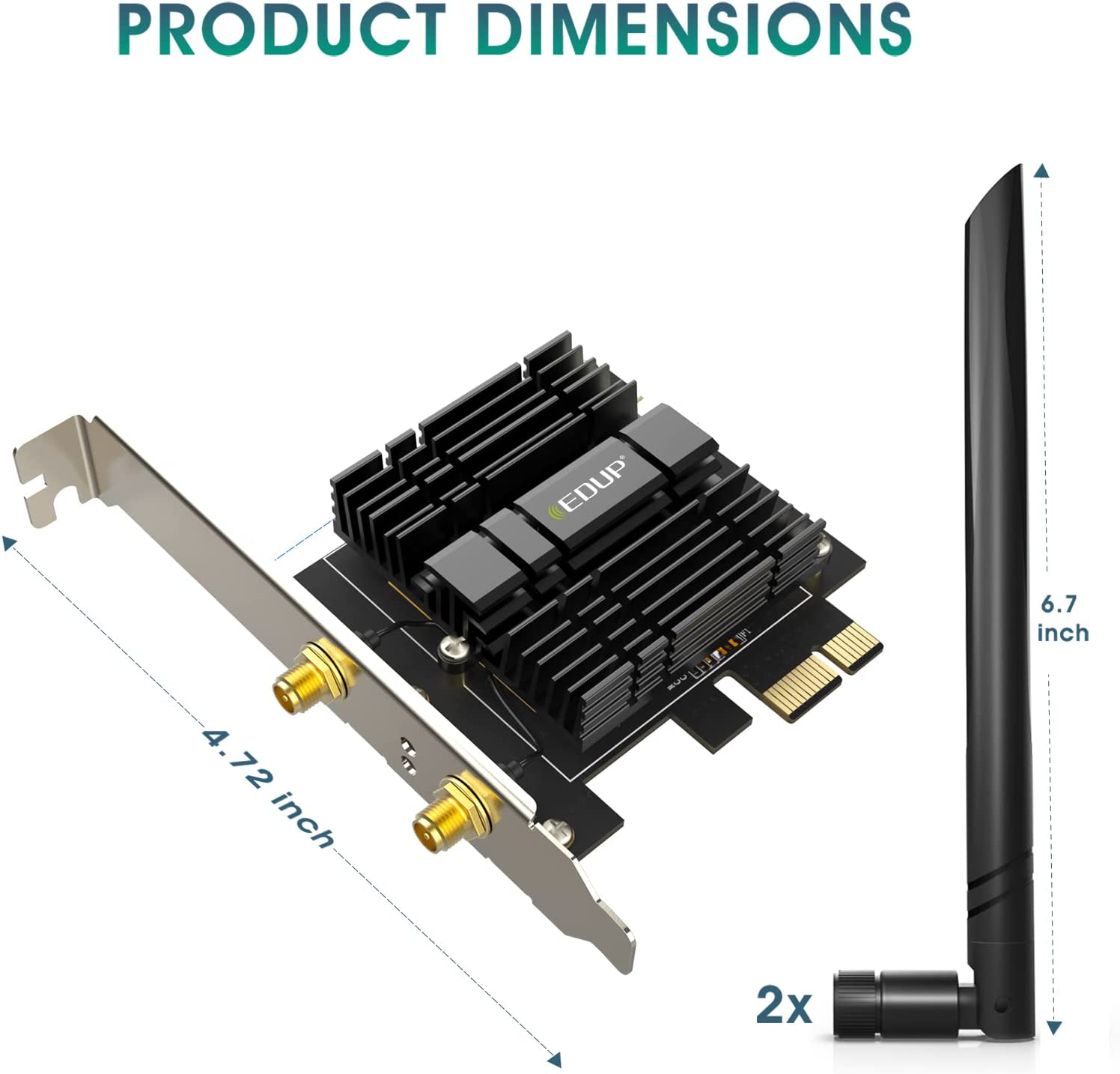 AC1300 Mbps Pcie Wifi Card Bluetooth 4.2 Heat Sink Dual Band 2.4G/5.8G PCI-E Wireless PCI Express Adapter Internet Network Card Support Windows 10/ Win 8.1/ Win 7 for Desktop PC Laptop image number 5