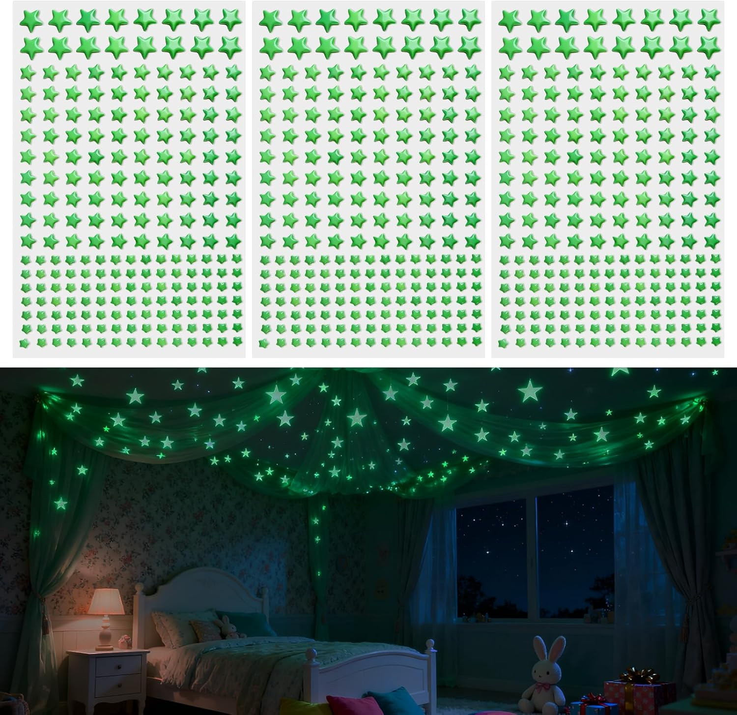Glow in the Dark Stars and Planets 633 Pcs, Self-Adhesive Galaxy Wall Decals for Ceiling, 3D Realistic Star Stickers for Kids Bedroom Nursery, Solar System Space Decor