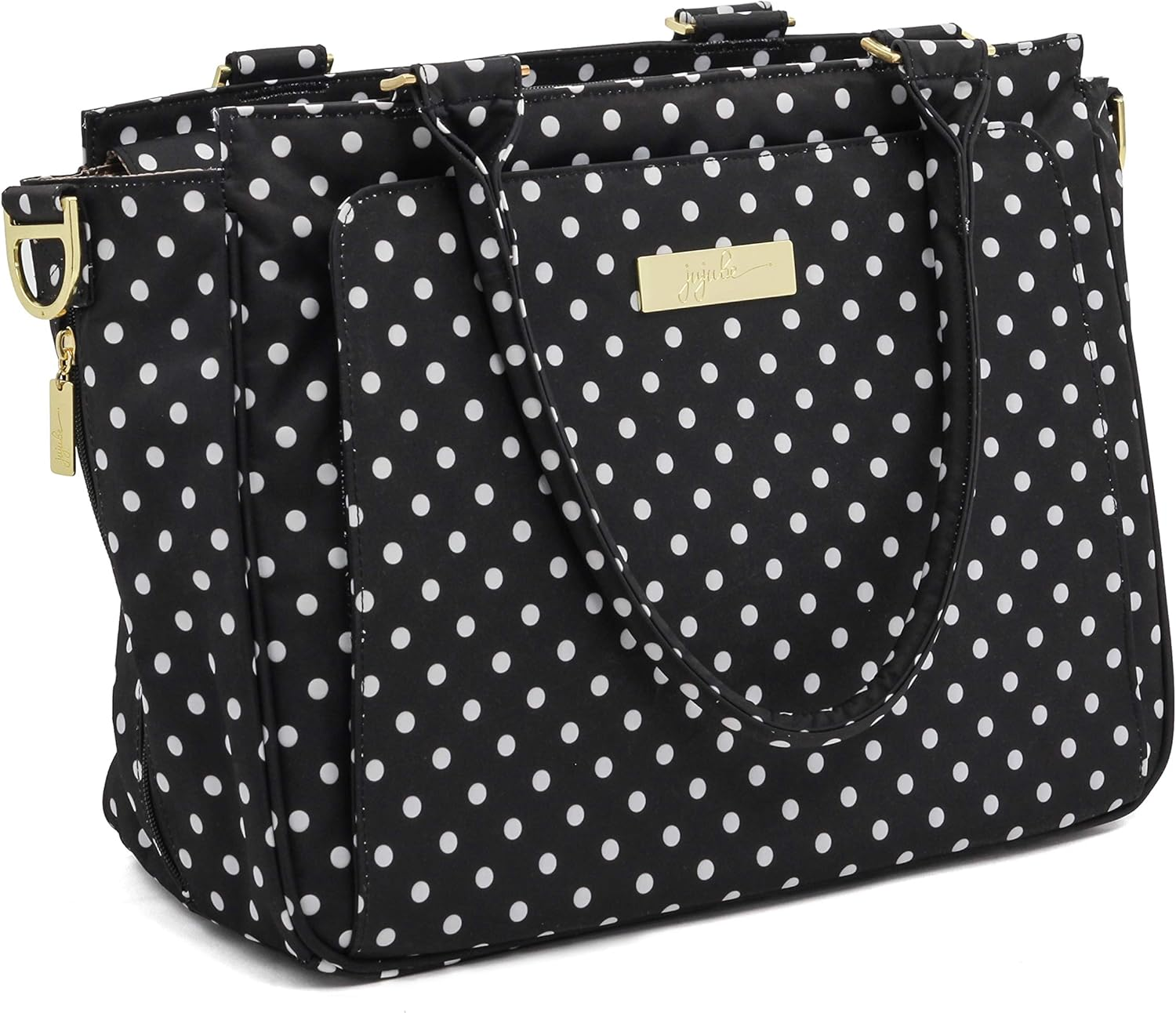 Jujube Be Classy Structured Multi-Functional Multi-Functional Diaper Bag/Purse, Legacy Collection - the Duchess - Black with White Polka Dots image number 4