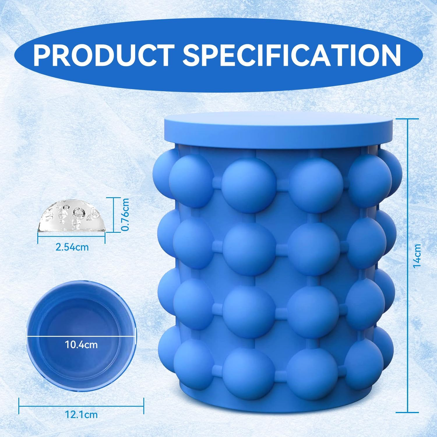 5.5" X 4.8" Ice Cube Maker Silicone Ice Trays Mold Large Silicone Ice Bucket 2 in 1 Silicone round Ice Maker for Party, Match, Picnic, Cocktail image number 2