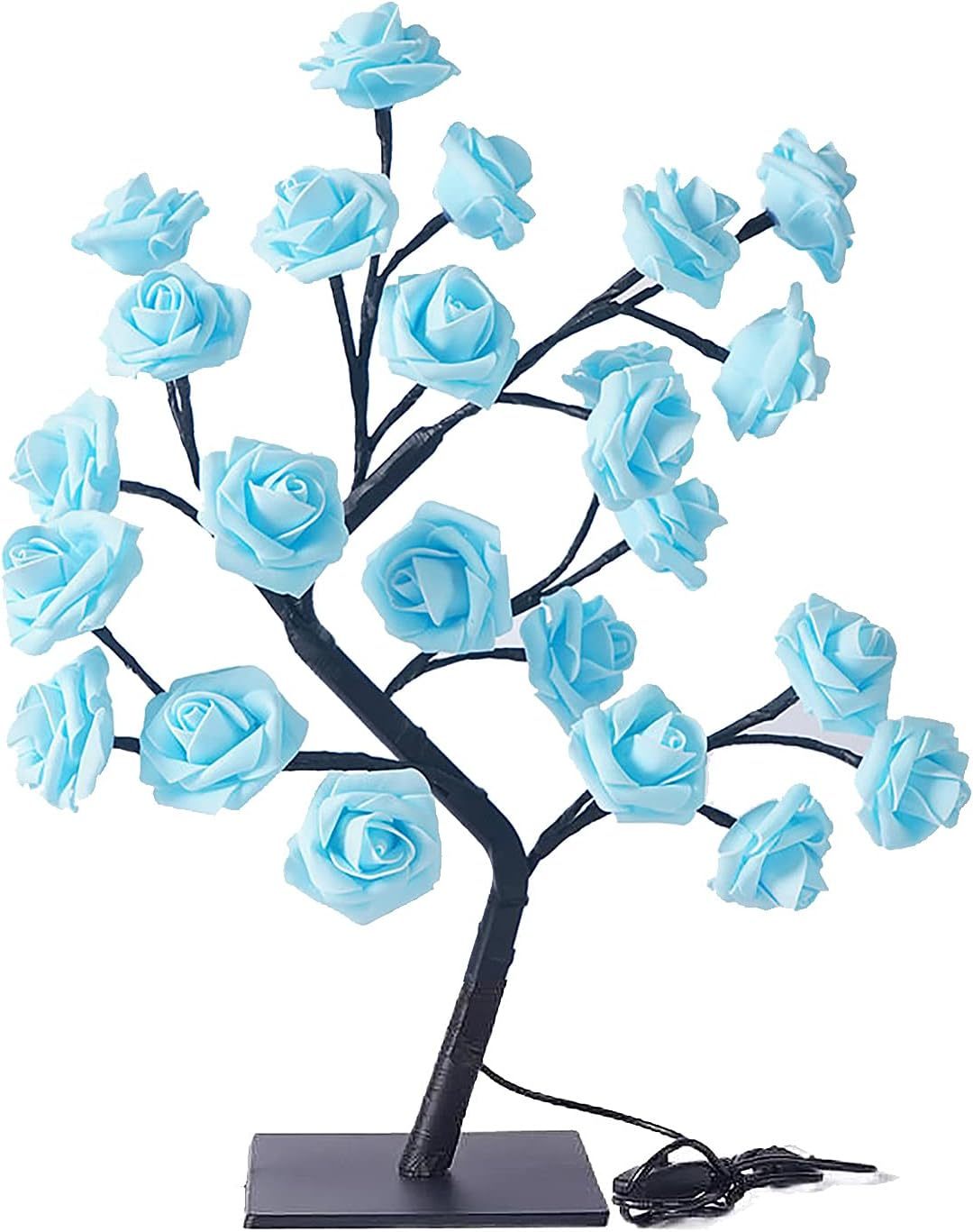 Rose Tree Lamp,Flower Lamp Tabletop Bonsai Tree Light,Fairy Tree Light Lamp,Rose Flower Tree Lamp with 24 Warm White LED Lights,Usb Powered for Mom Girls Home Bedroom Decor (Pink)