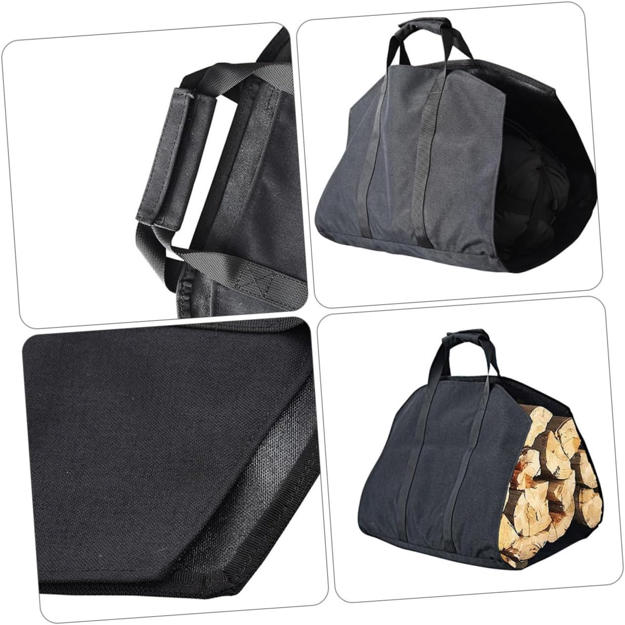 Mikinona Travel Tote Bag Firewood Carrier Large Capacity Storage Bag for Camping Canvas Easy to Carry image number 5