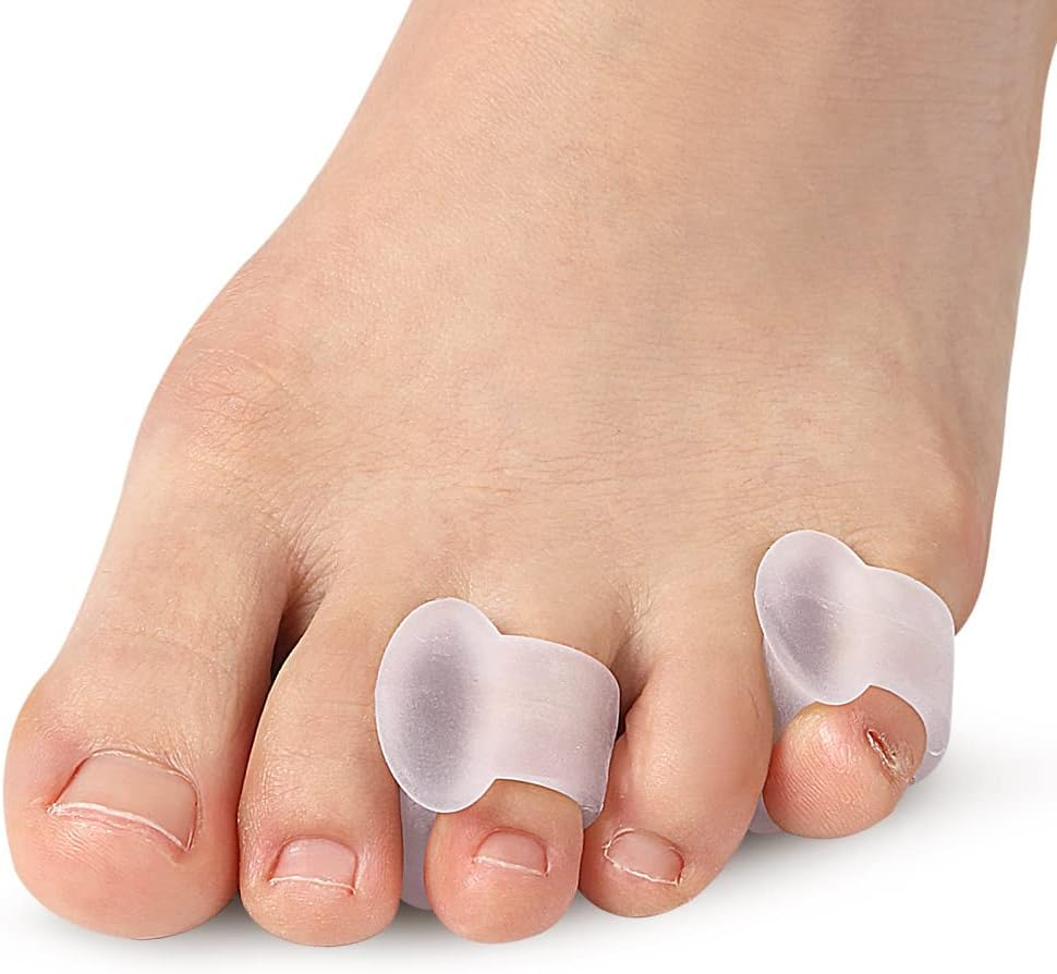 5 Pair Pinky Toe Separators, Little Toe Spacers Relieve Pain from Friction and Pressure Foot Care Tool (Beige)